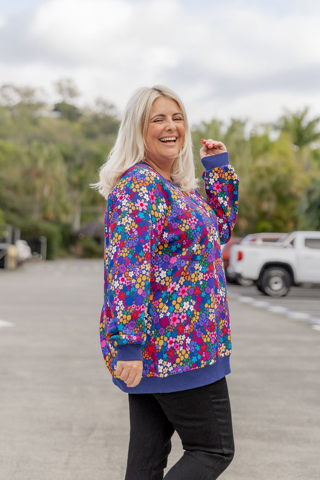 Harper Sweater in Kasey's Ditsy by Kasey Rainbow
