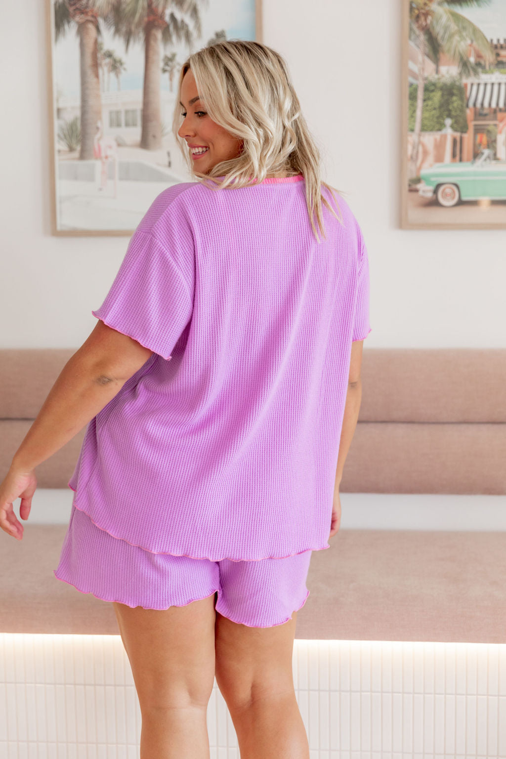 Georgina Waffle Sleepwear Set in Purple