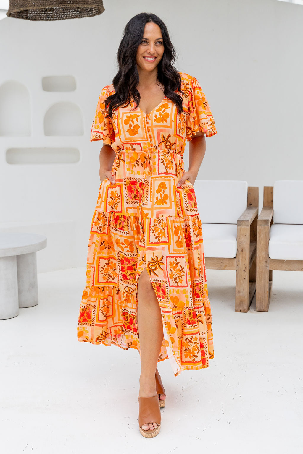 chinese dress ladies Provence Bloom Tiered Maxi Dress Floral Blue– Selfie Leslie Australia main image 1