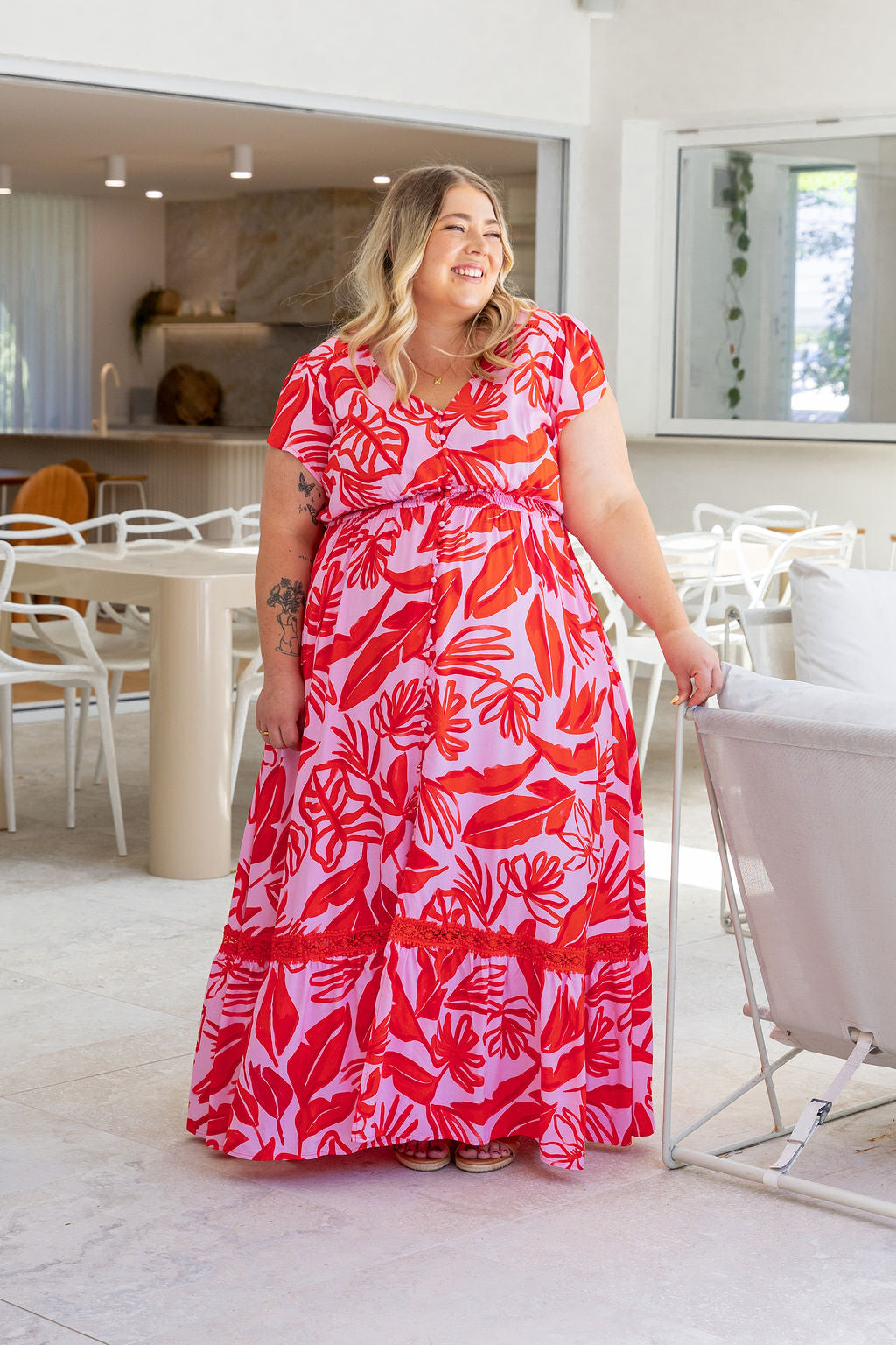 Louisa Maxi Dress in Blush Fern