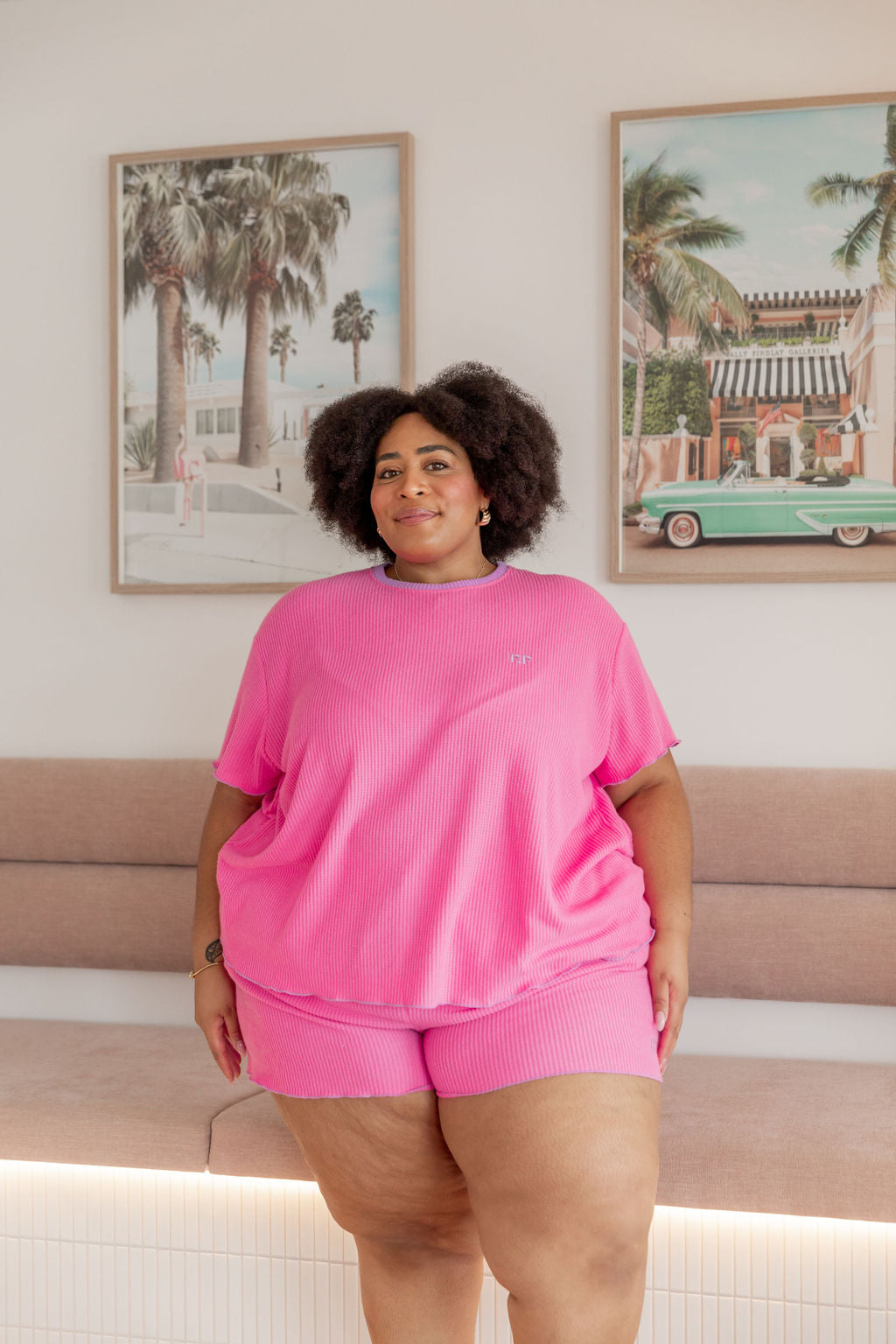 Georgina Waffle Sleepwear Set in Pink