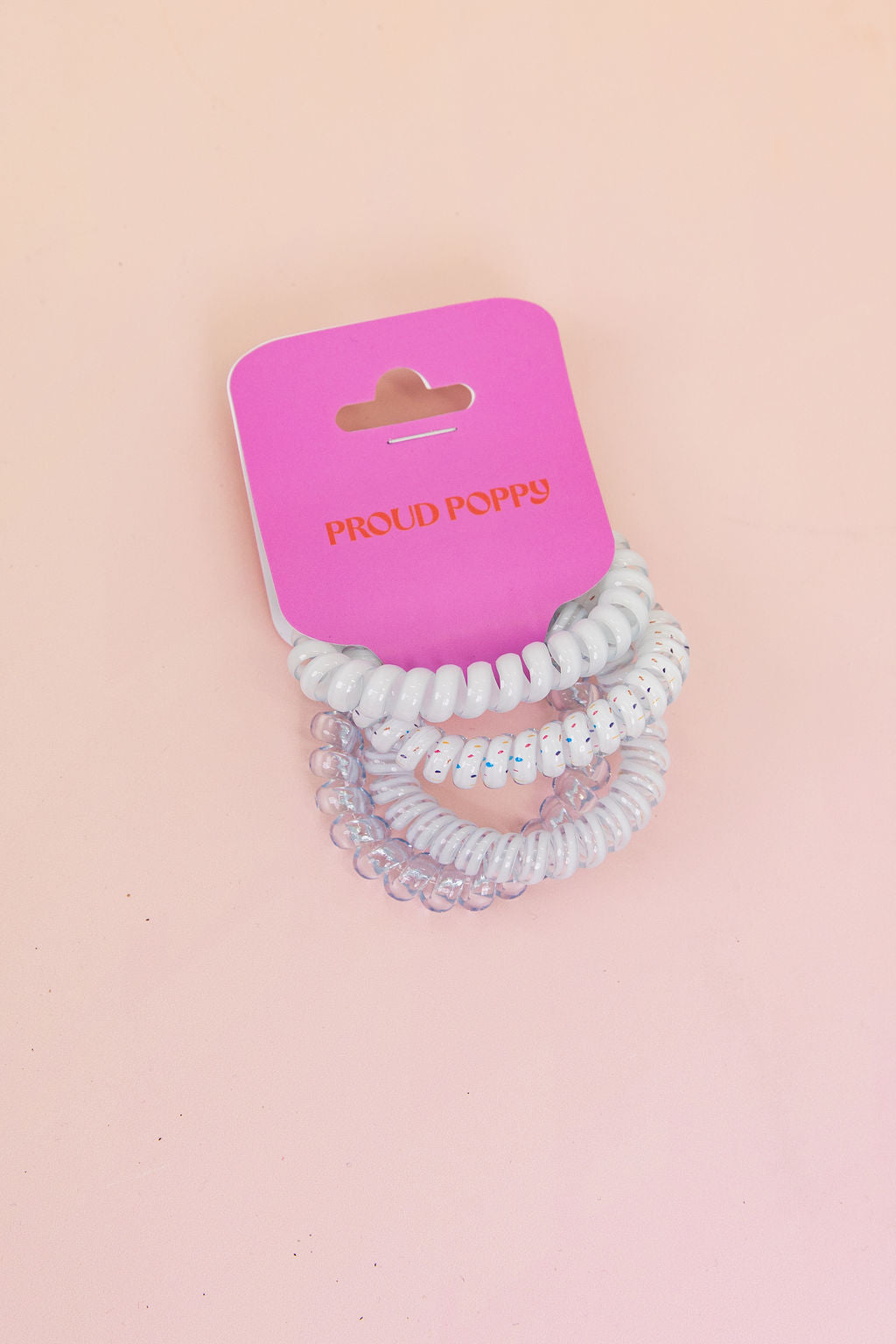 White & Clear Coil Hair Ties – 4 Pack