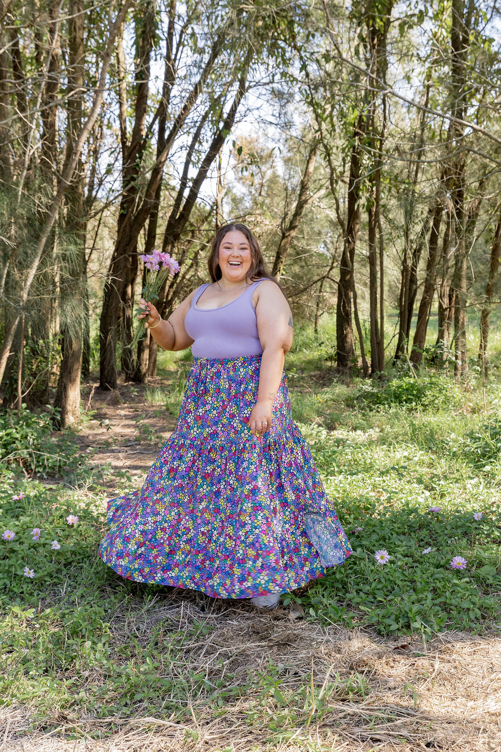 Carrie Skirt in Ditsy Kasey Rainbow