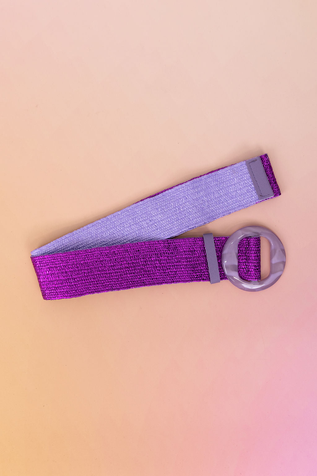 Extra Length Stretch Belt in Purple with Circle Buckle