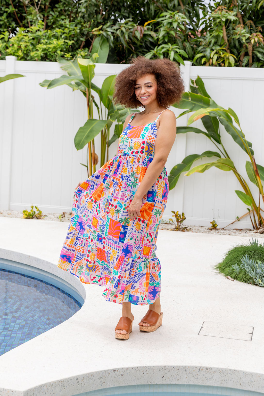 Evie Linen Blend Maxi Dress in Summer Vacation