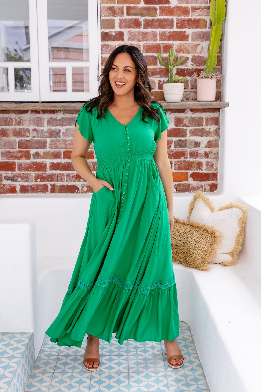 Louisa Green Maxi Dress