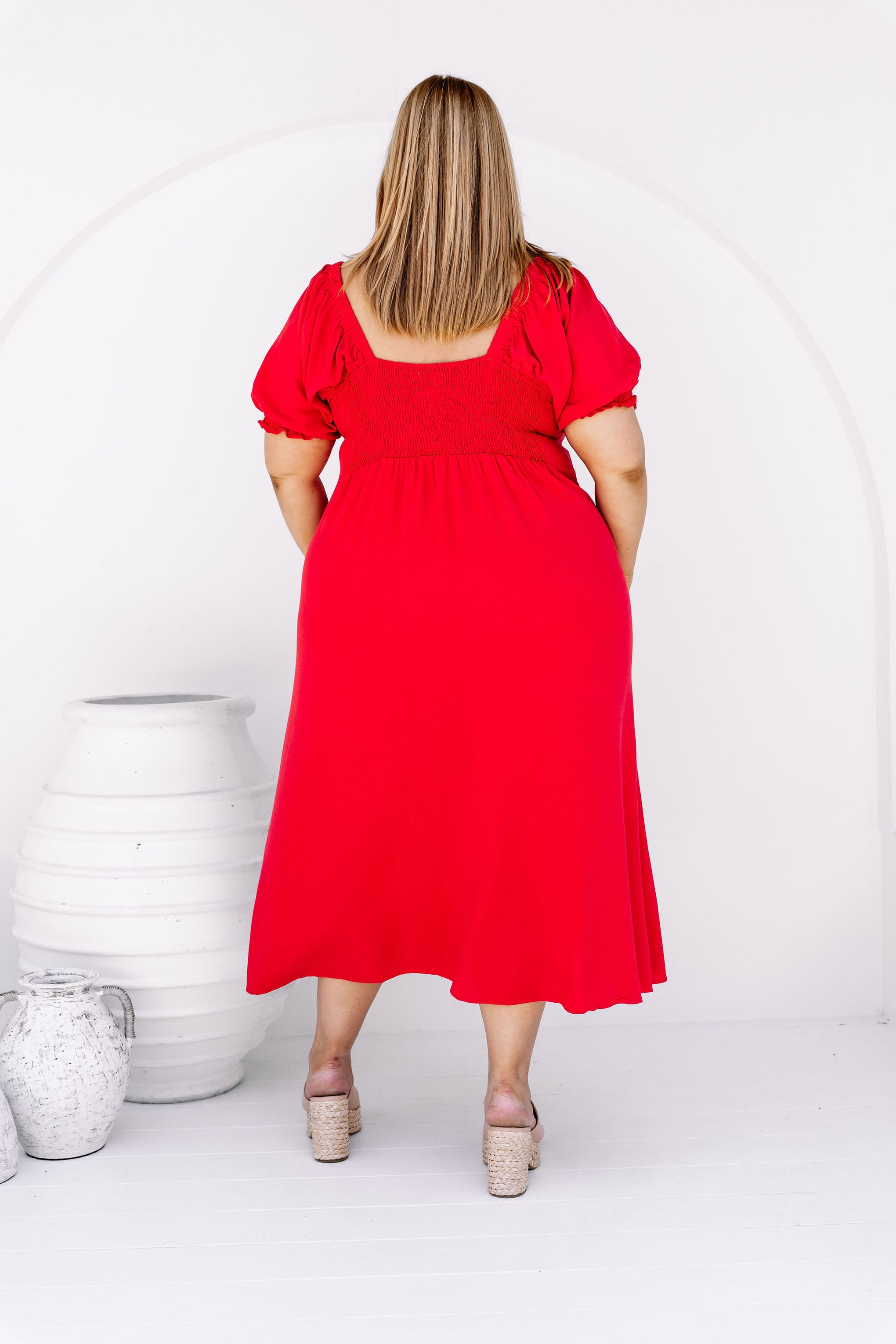 Colette Midi Dress in Red