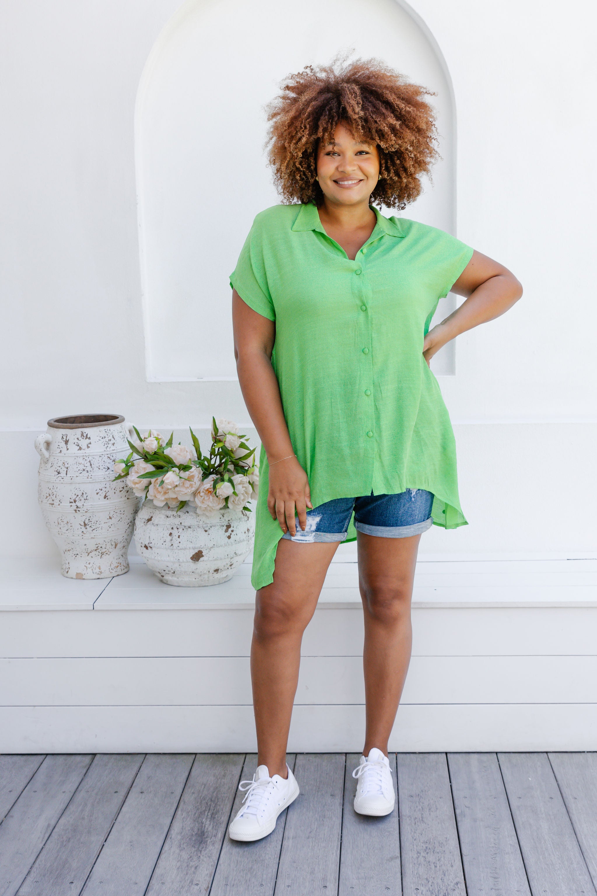 Solana Green Longline Top