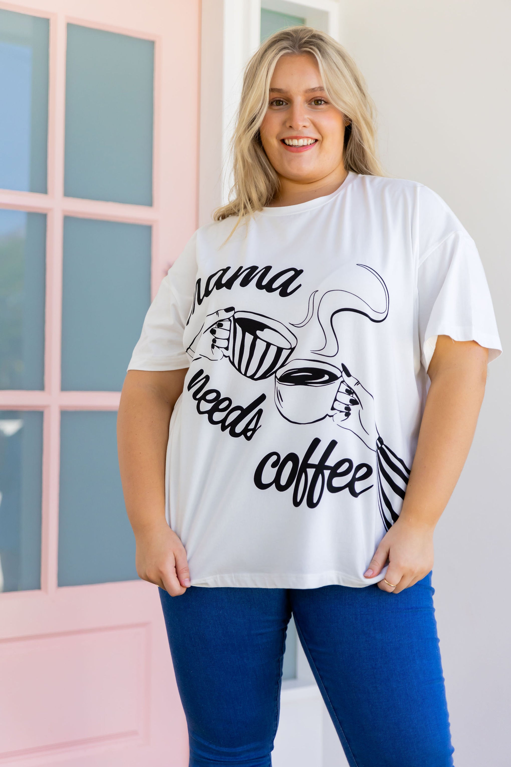 Mamma Needs Coffee Tee in White