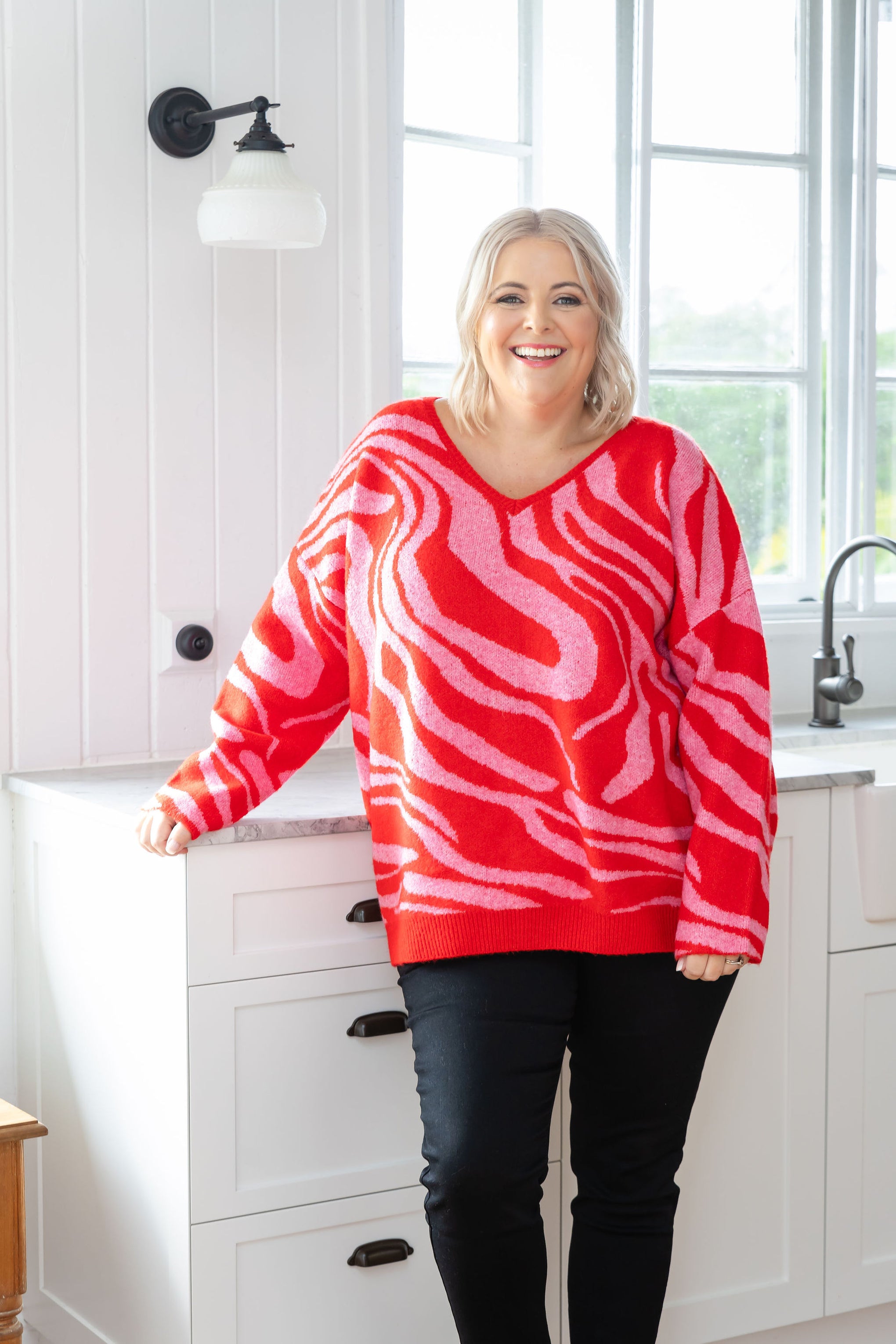 Ginny Knit in Pink & Red Zebra