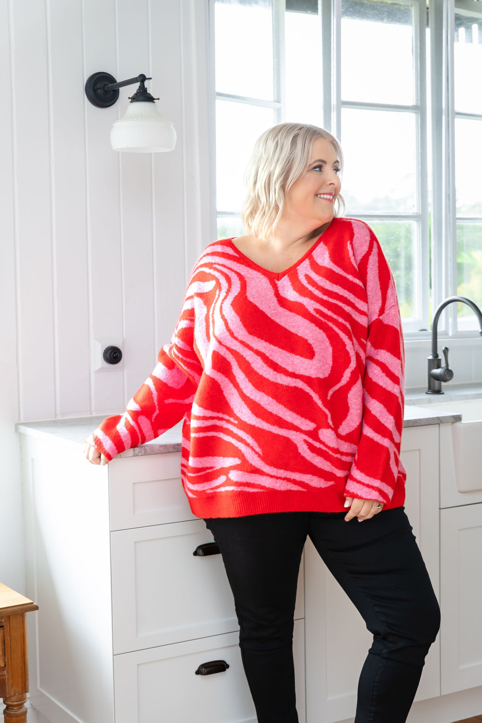 Ginny Knit in Pink & Red Zebra