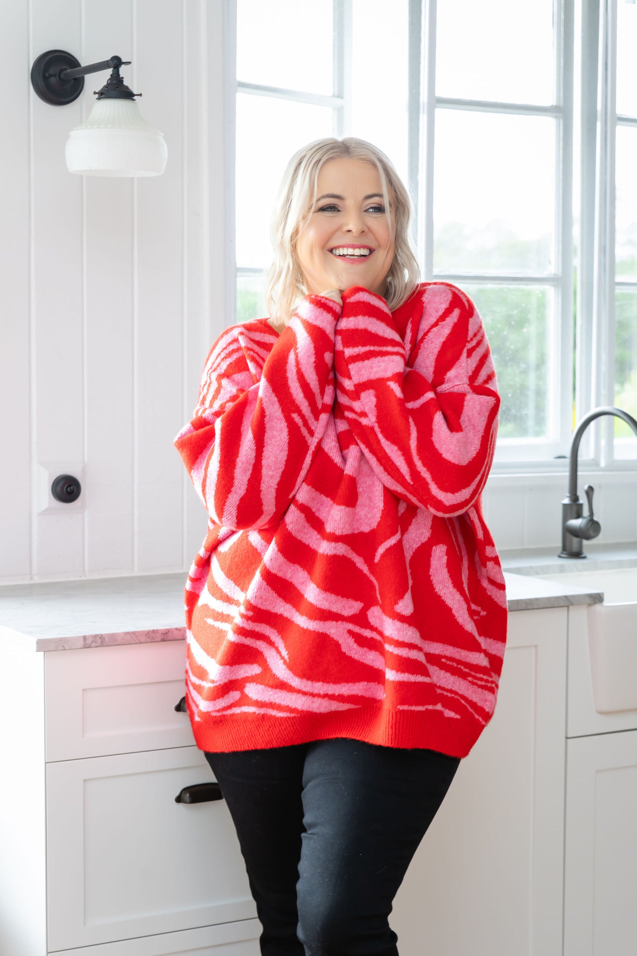 Ginny Knit in Pink & Red Zebra