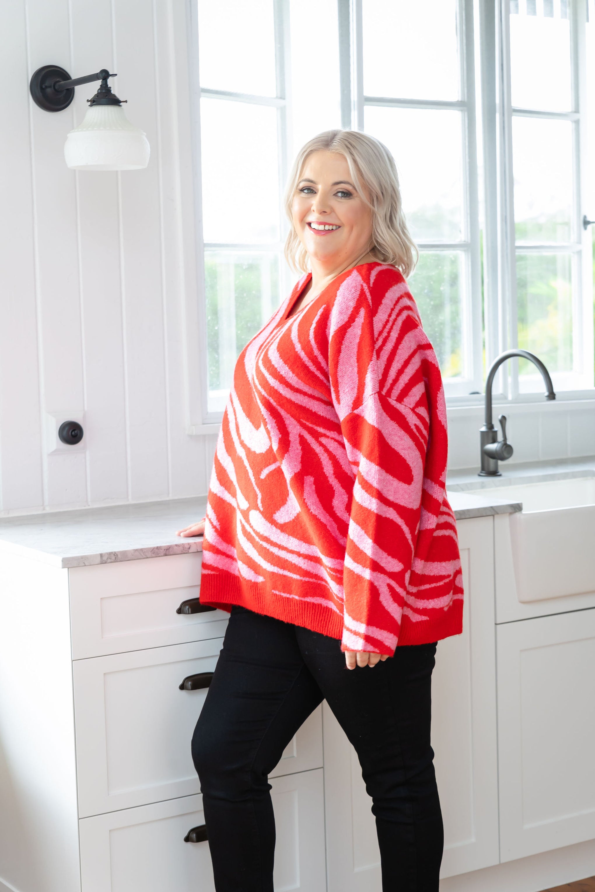 Ginny Knit in Pink & Red Zebra