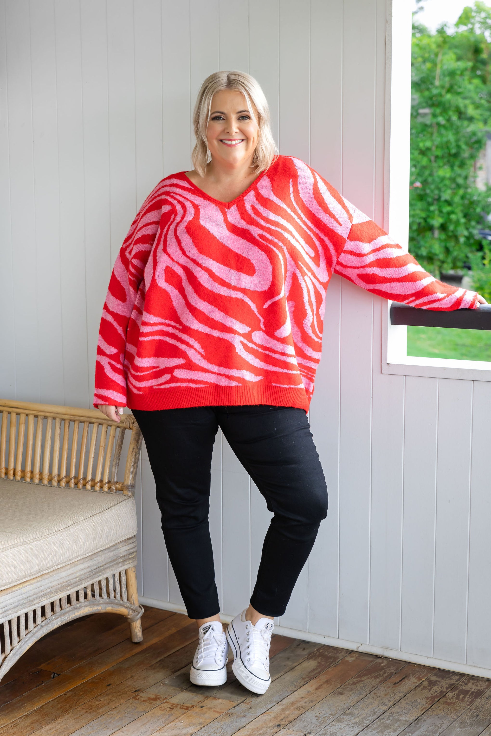 Ginny Knit in Pink & Red Zebra