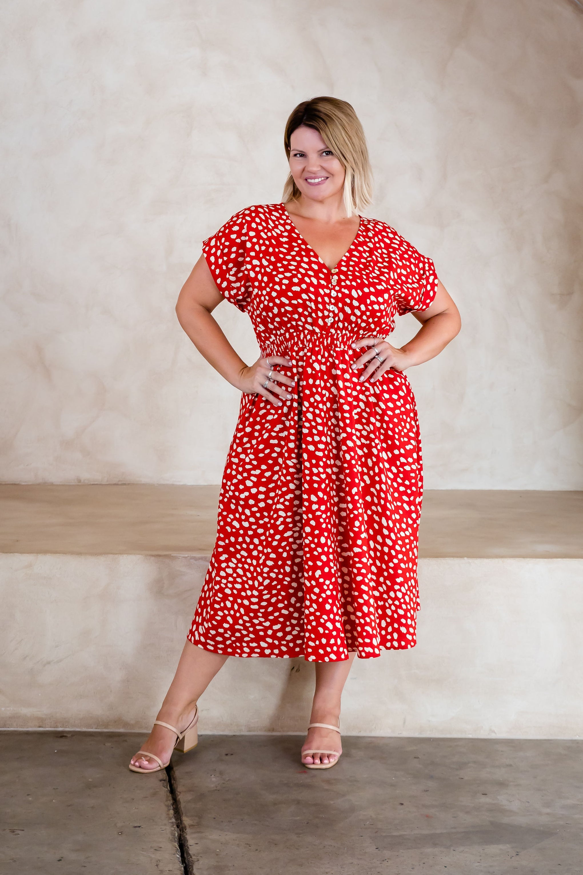 Millie Spot Cotton Dress in Savanah