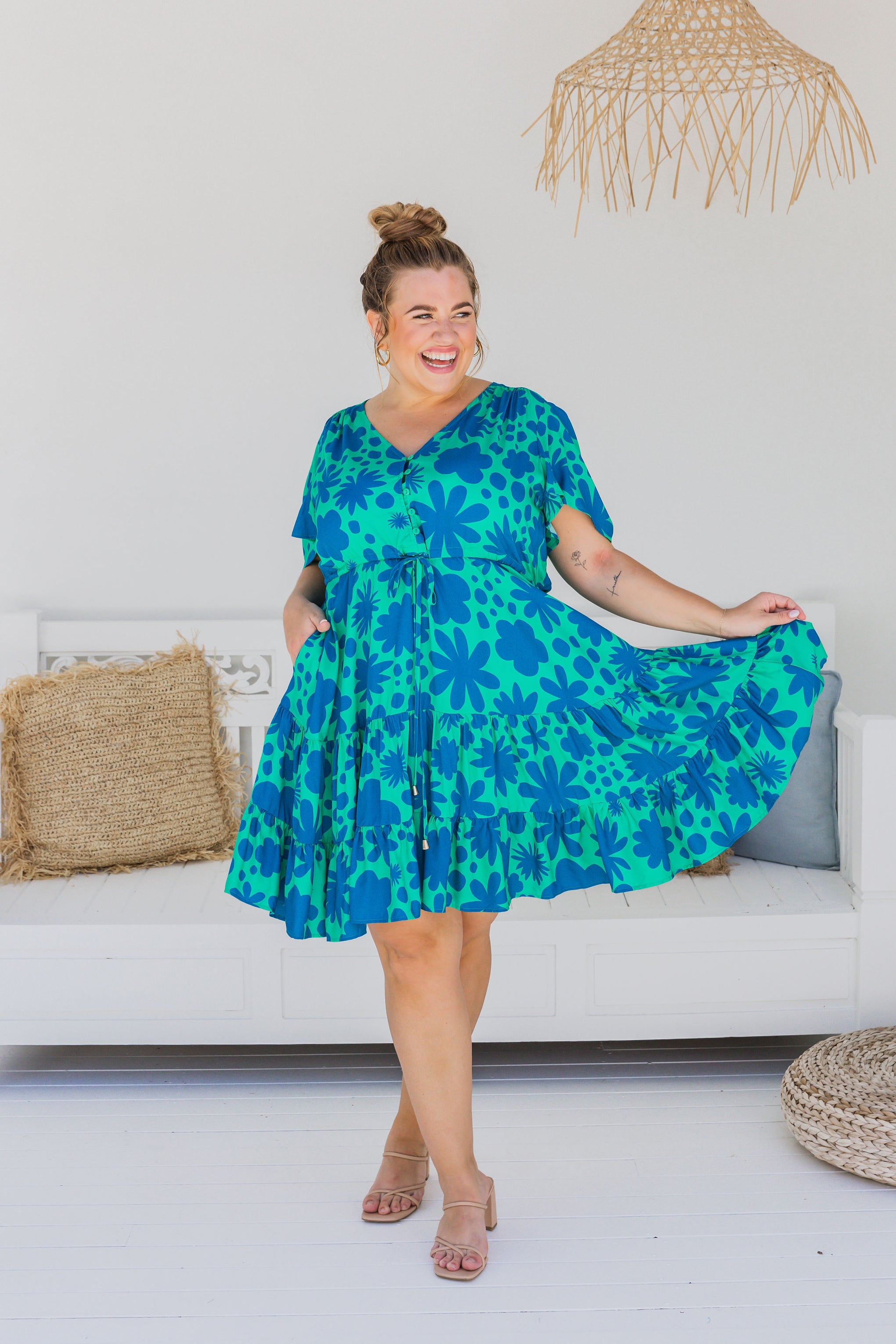 Charlie Dress in Floral Green by Kasey Rainbow