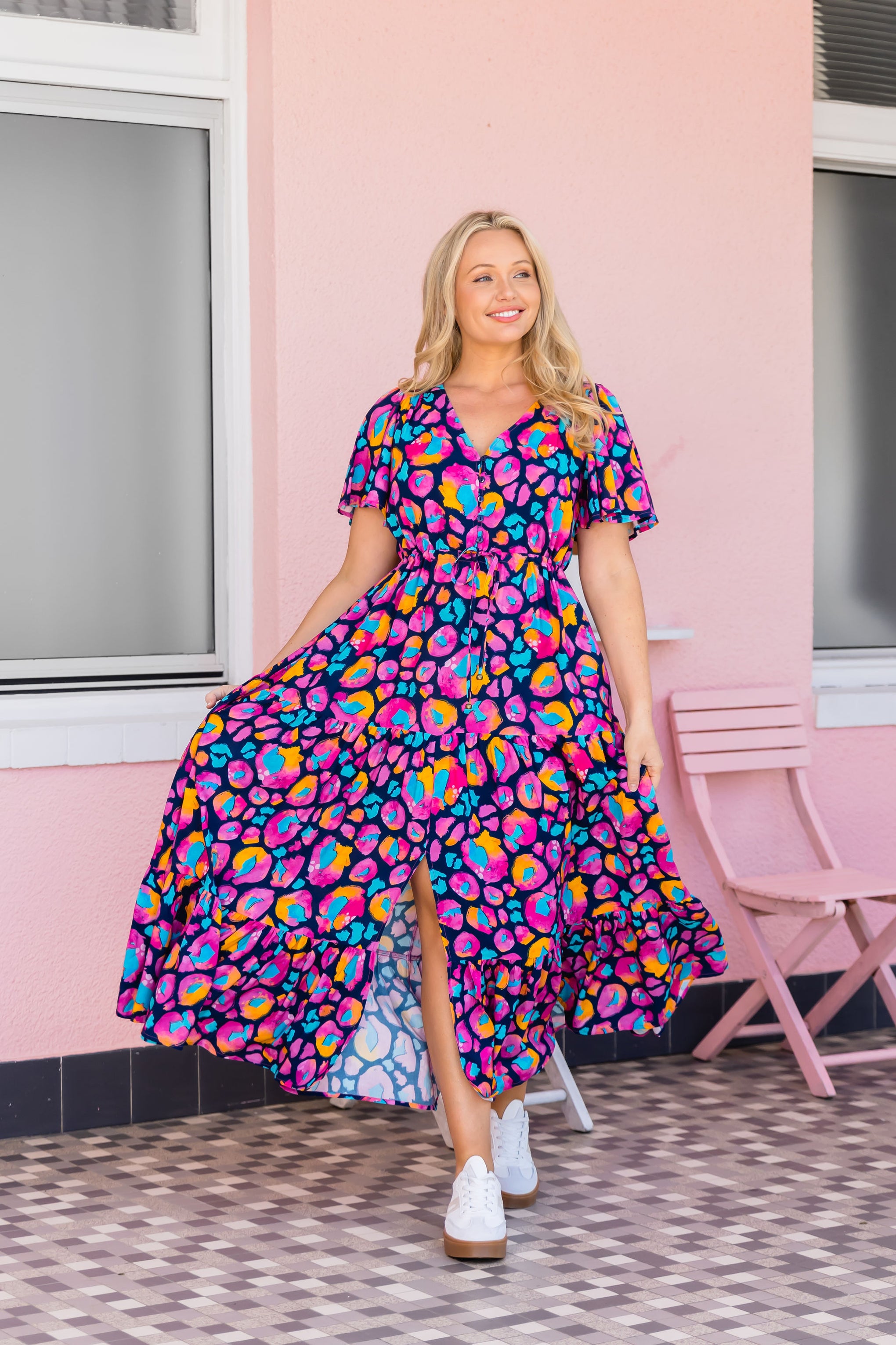 Bonnie Dress in Magenta Leopard by Kasey Rainbow