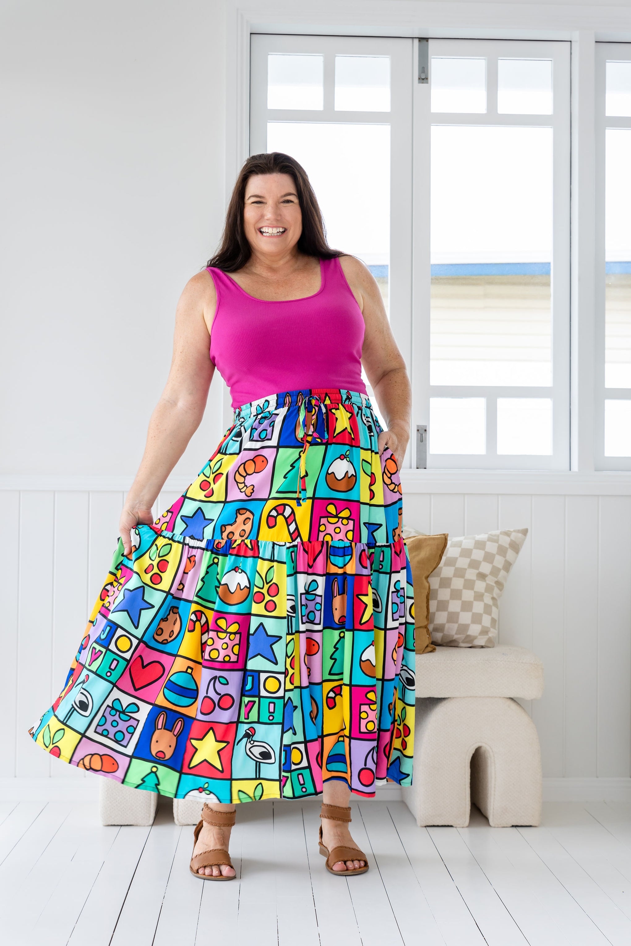 Vivien Skirt in Christmas Checkers By Kasey Rainbow