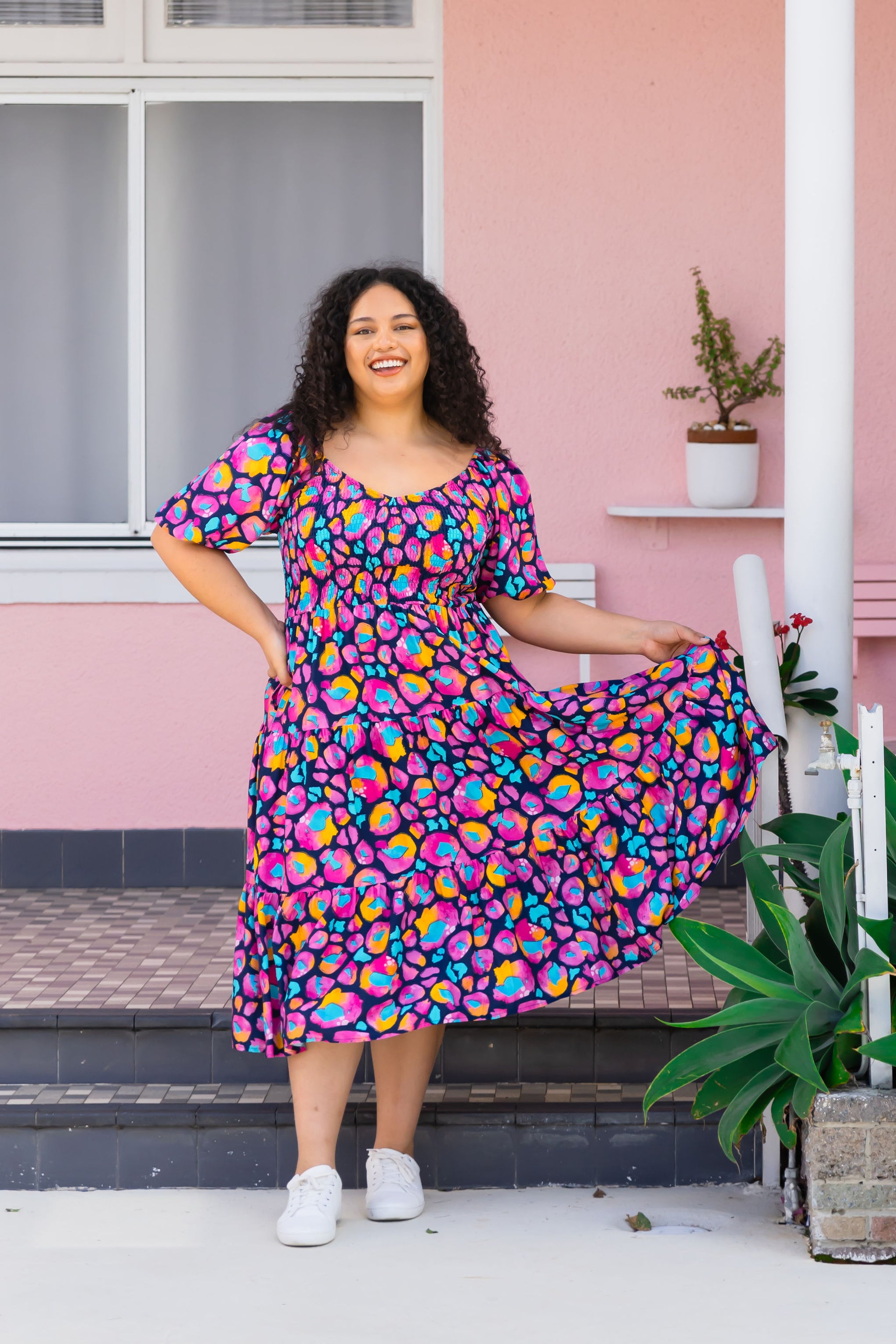 Peri Dress in Magenta Leopard by Kasey Rainbow