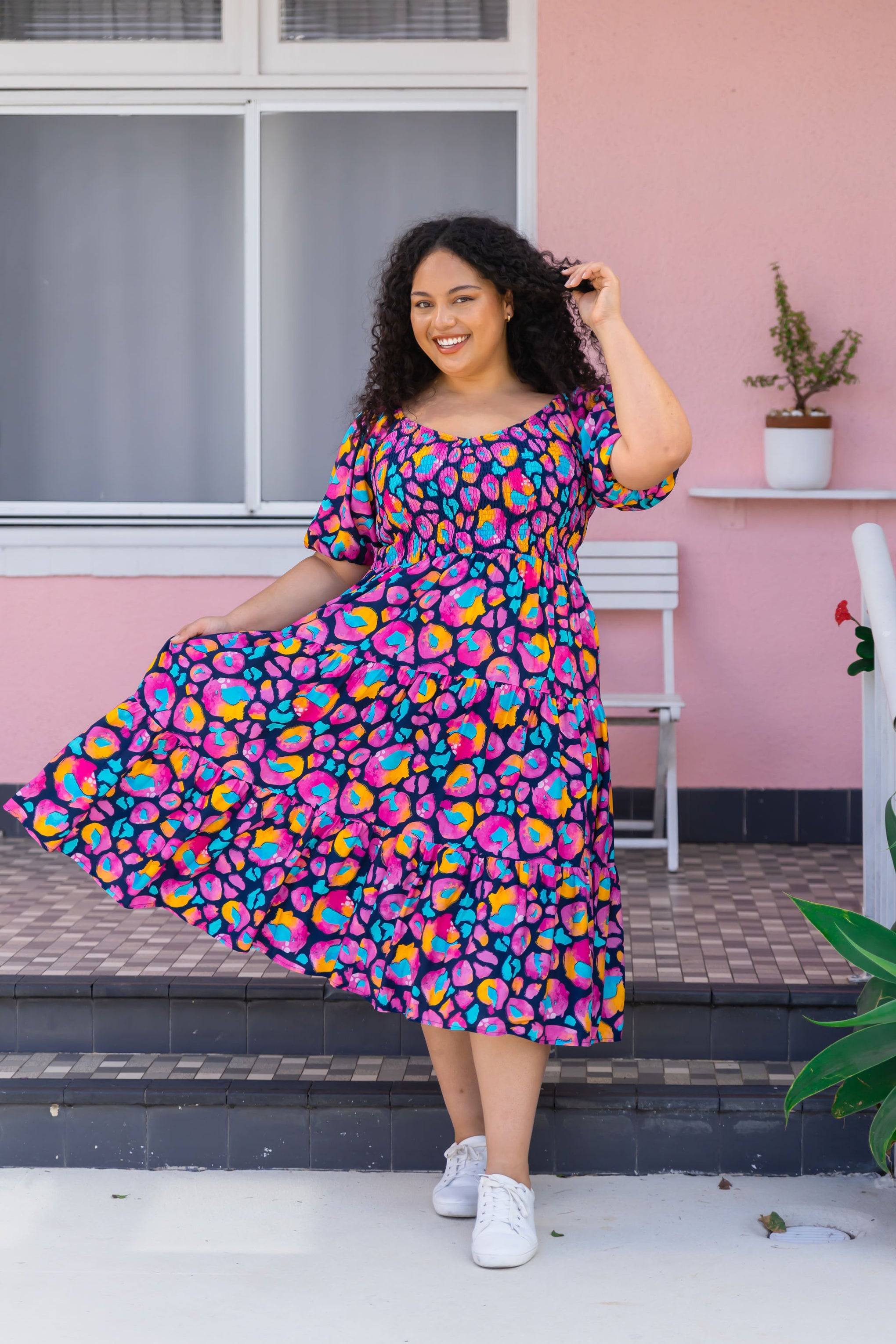 Peri Dress in Magenta Leopard by Kasey Rainbow