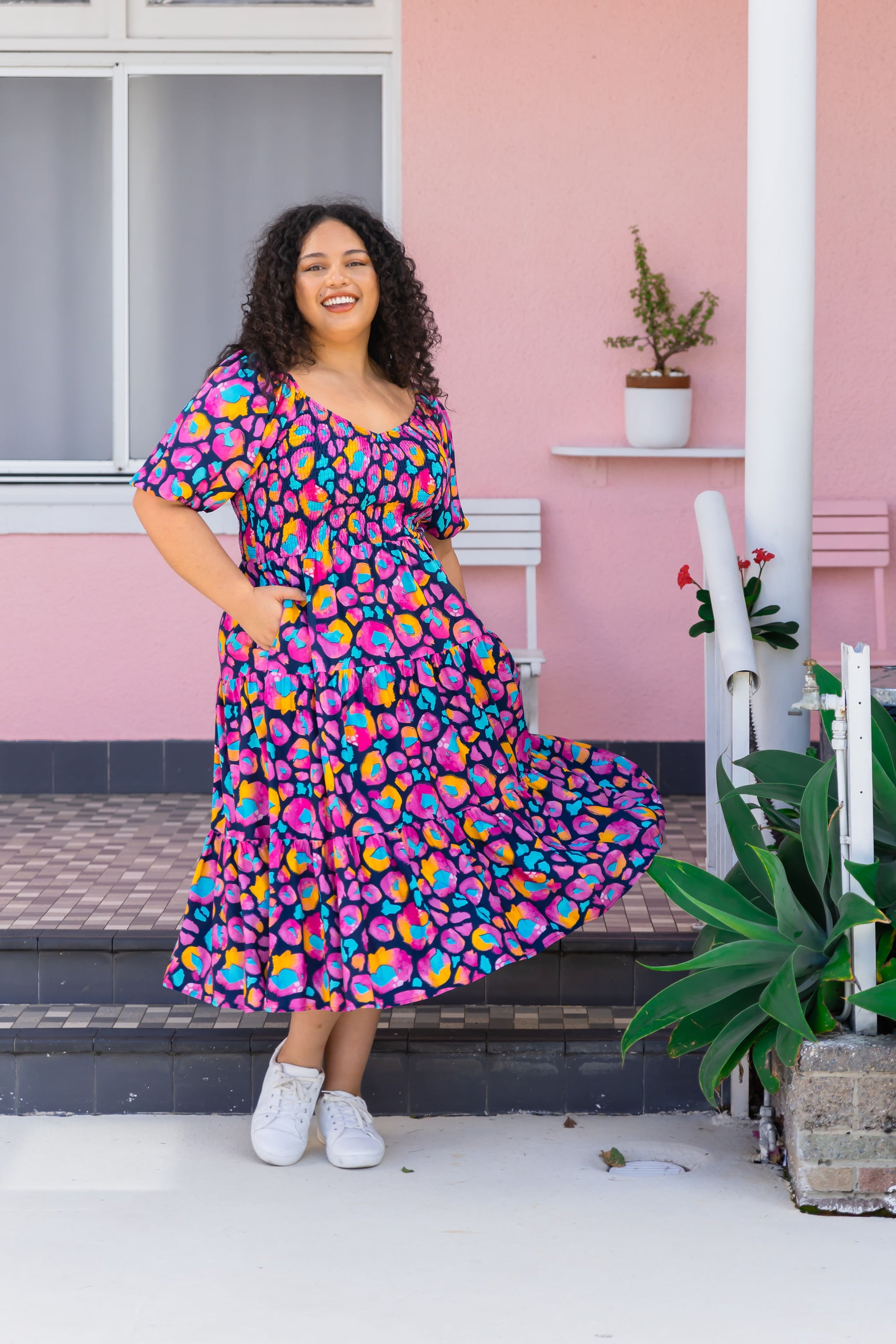 Peri Dress in Magenta Leopard by Kasey Rainbow