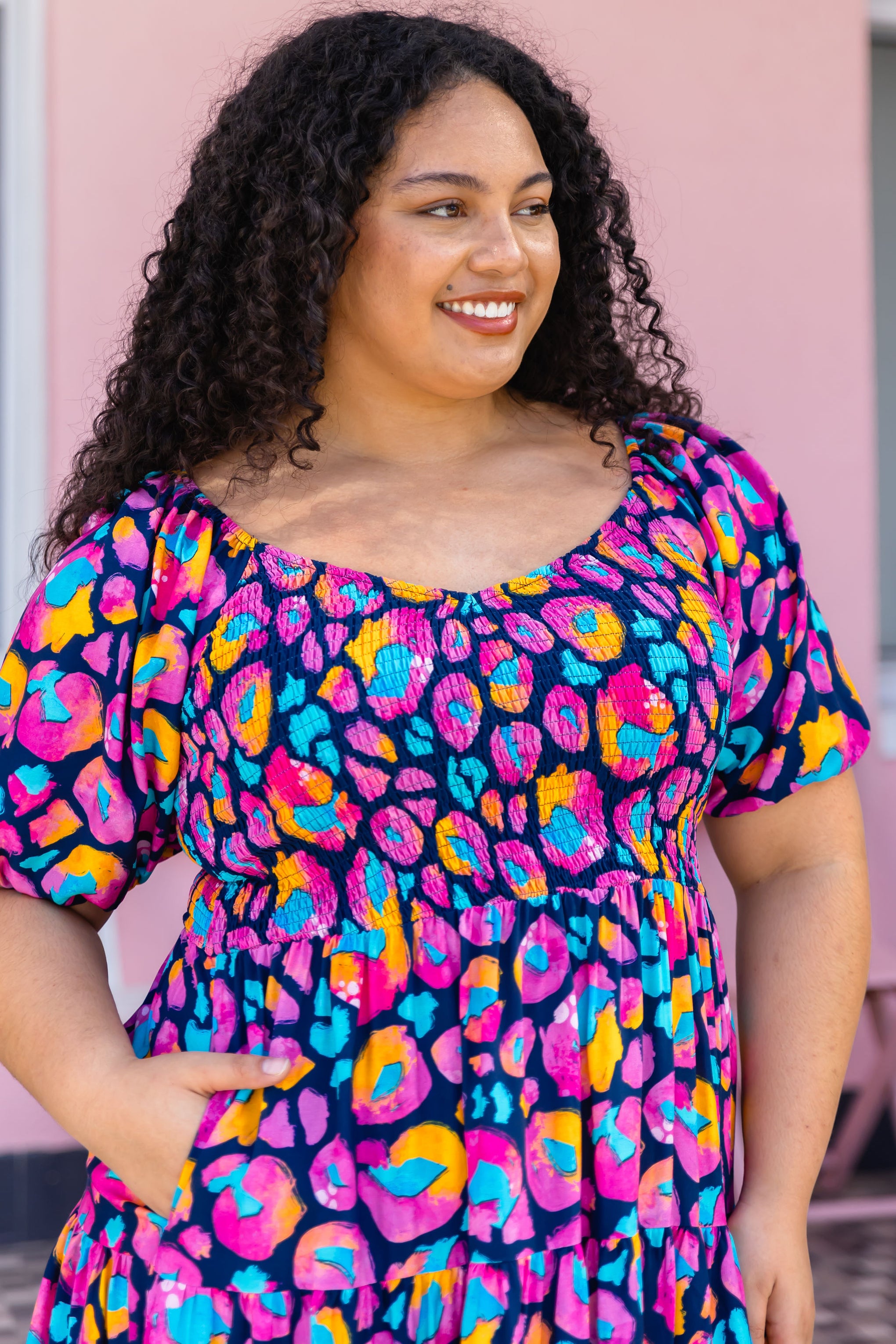 Peri Dress in Magenta Leopard by Kasey Rainbow