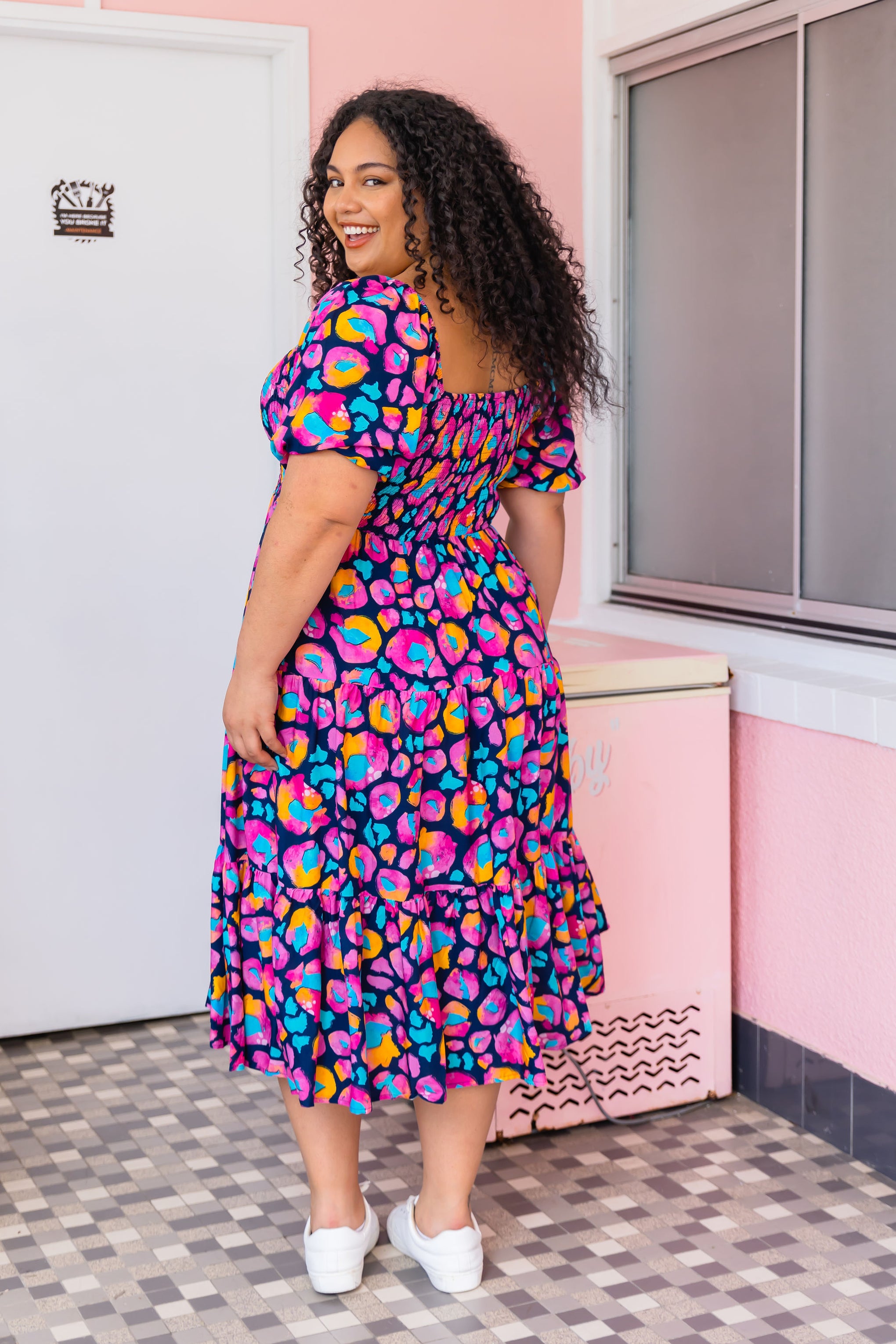 Peri Dress in Magenta Leopard by Kasey Rainbow