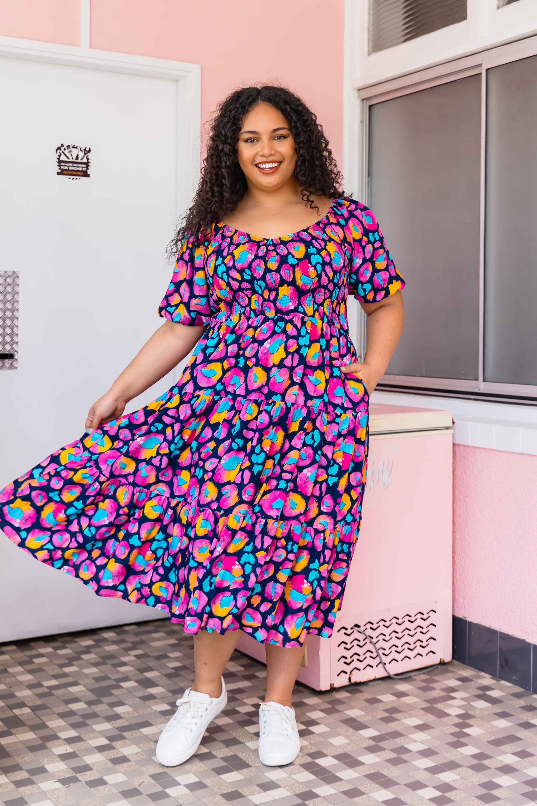 Peri Dress in Magenta Leopard by Kasey Rainbow