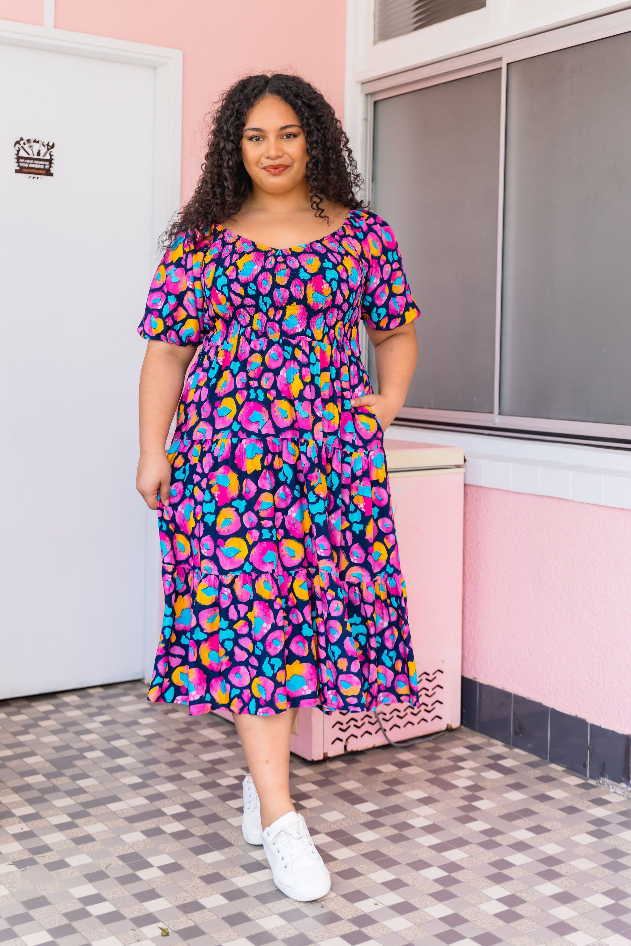 Peri Dress in Magenta Leopard by Kasey Rainbow