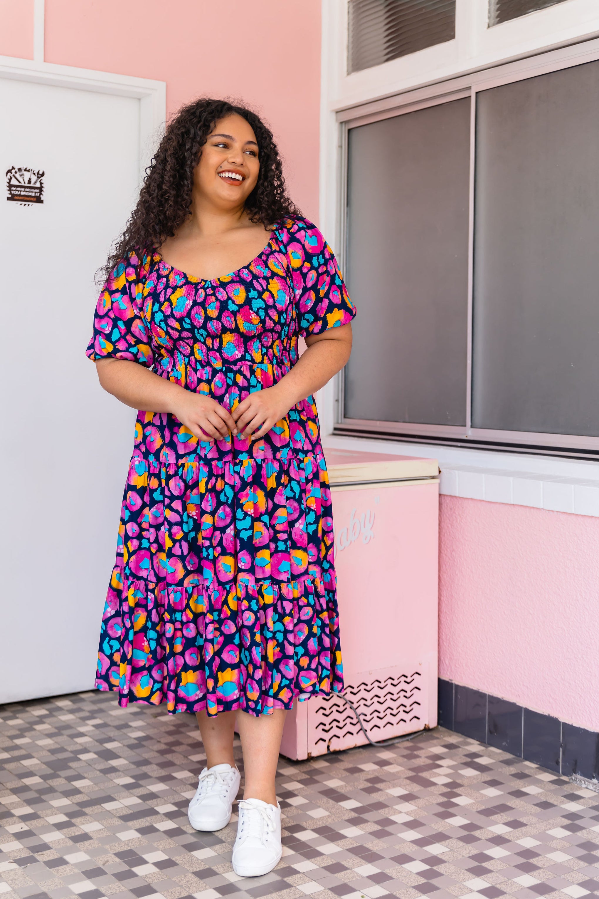 Peri Dress in Magenta Leopard by Kasey Rainbow