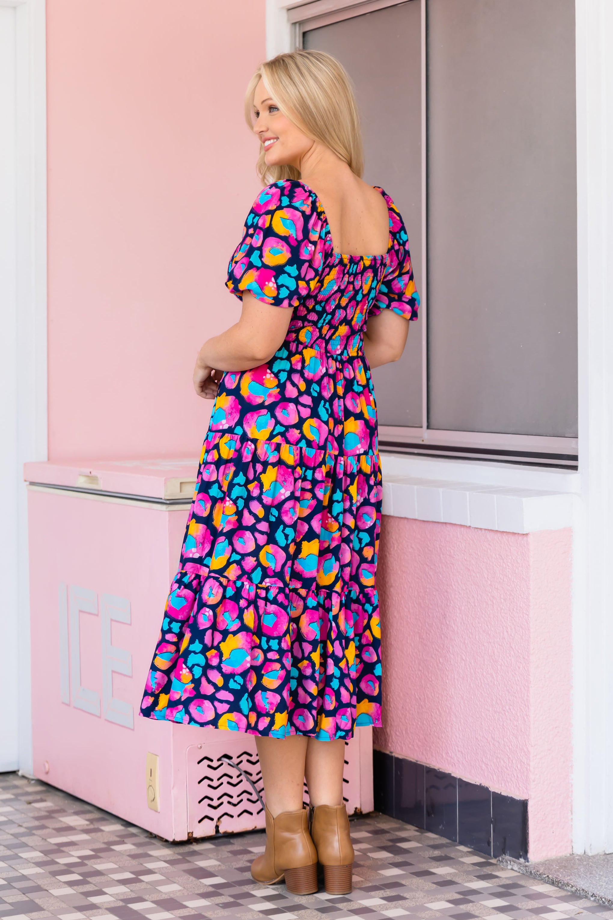 Peri Dress in Magenta Leopard by Kasey Rainbow