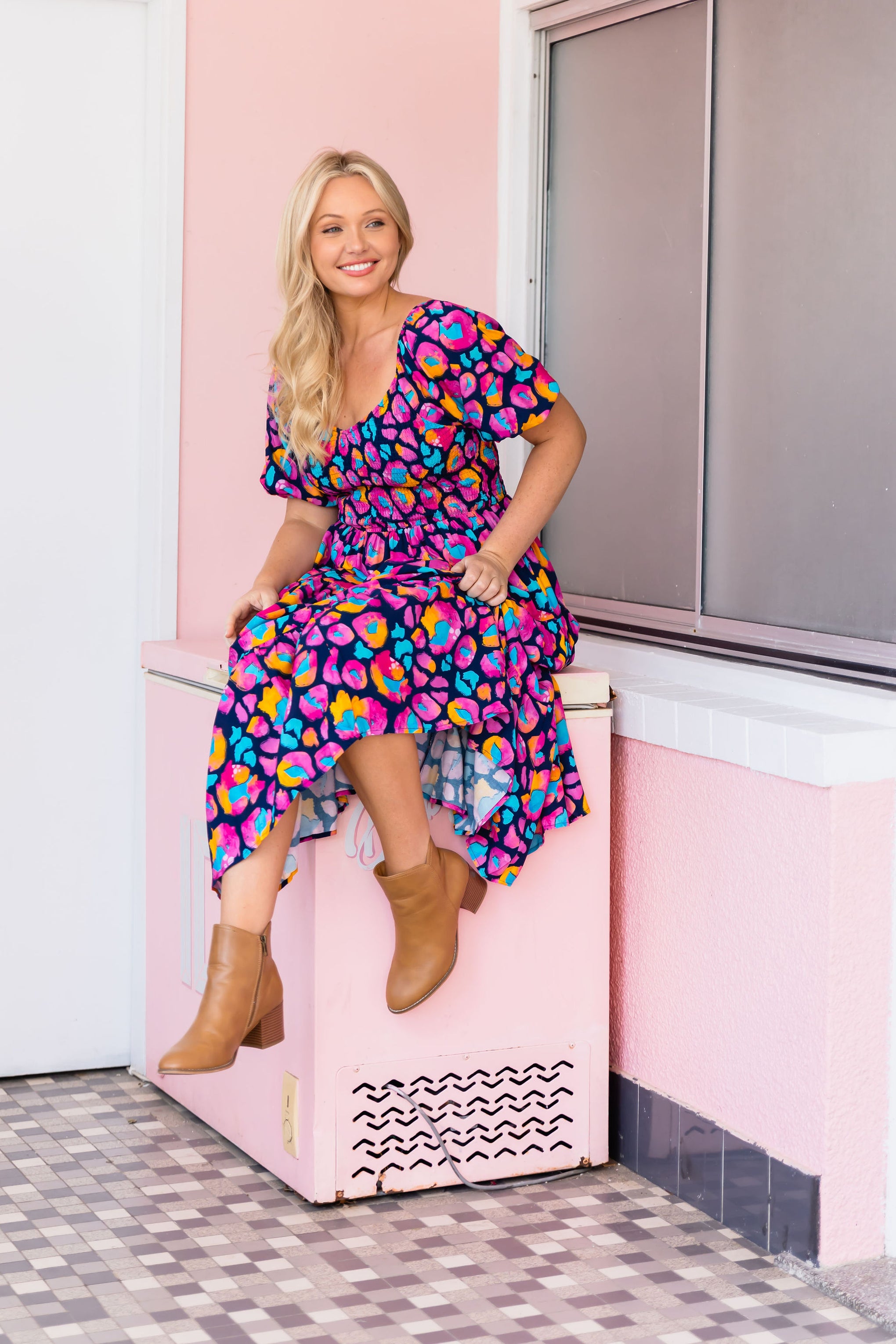 Peri Dress in Magenta Leopard by Kasey Rainbow