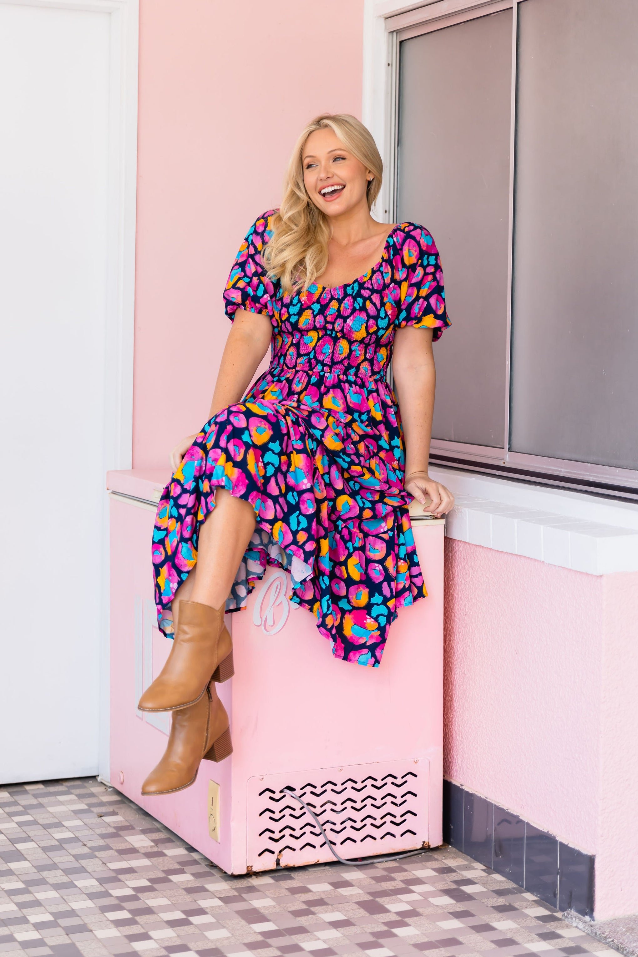Peri Dress in Magenta Leopard by Kasey Rainbow