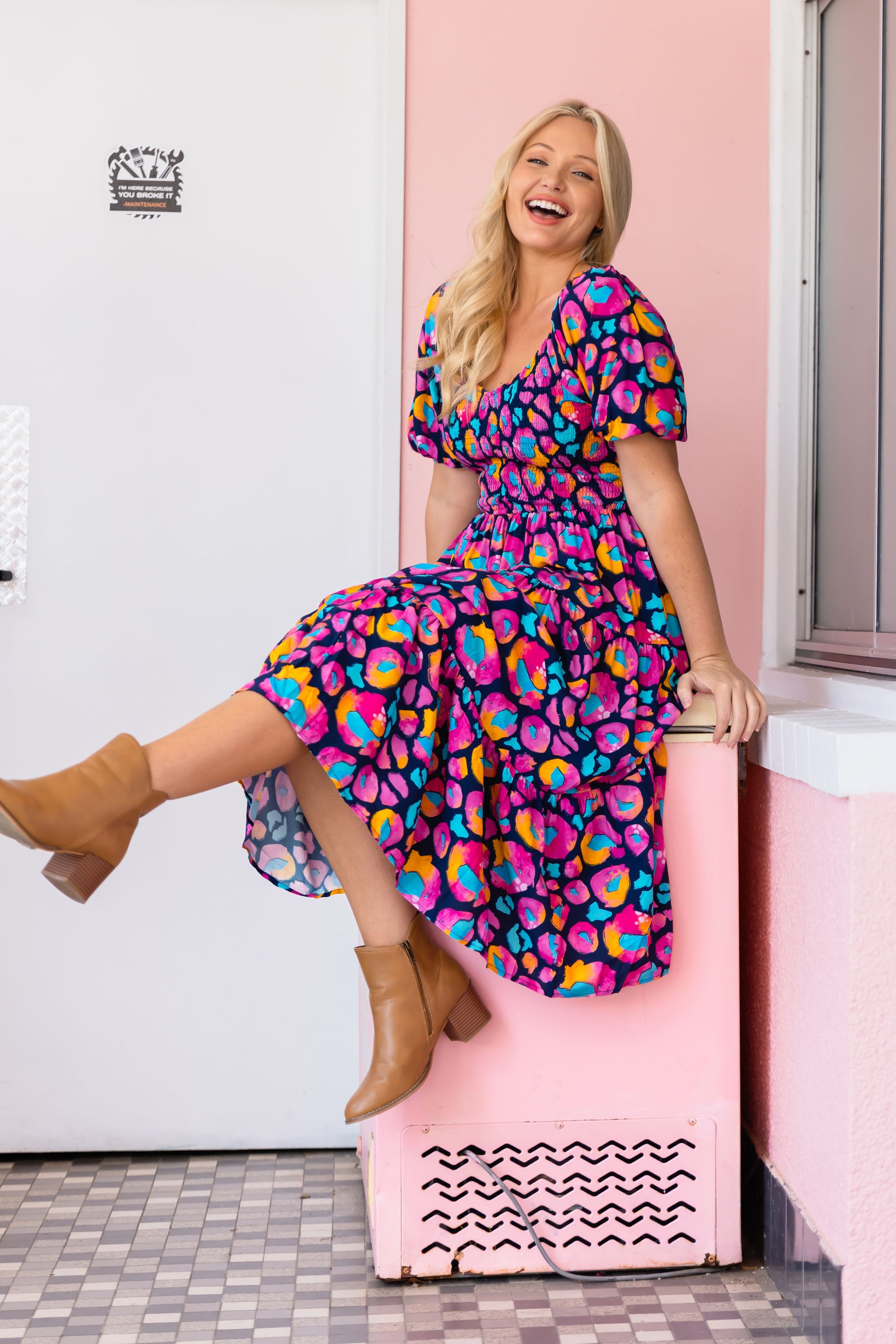 Peri Dress in Magenta Leopard by Kasey Rainbow