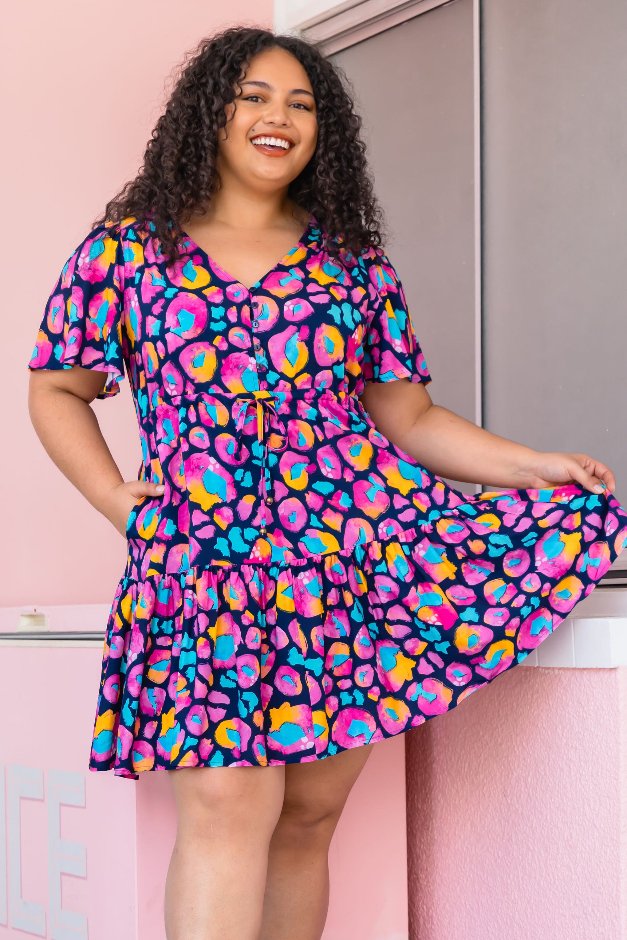 Esmae Dress in Magenta Leopard by Kasey Rainbow