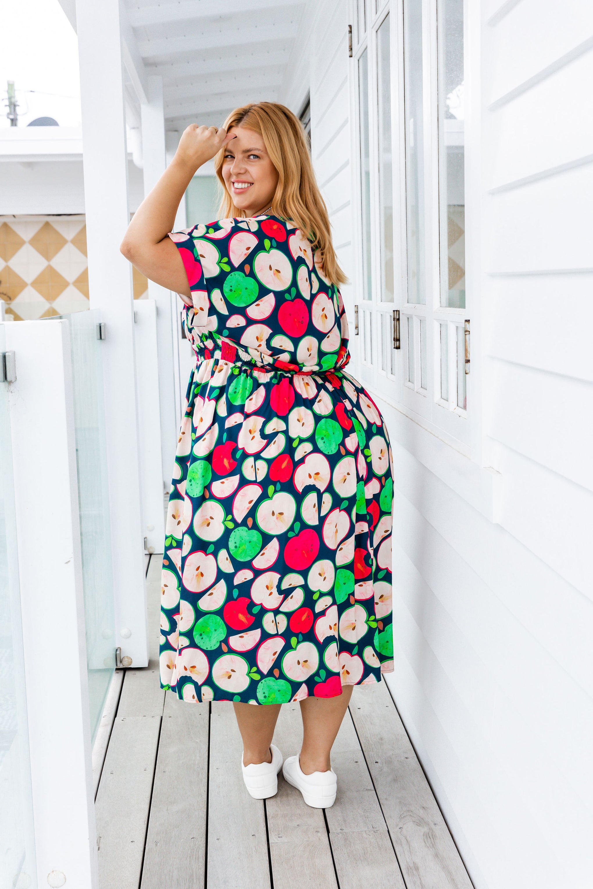 Millie Midi Dress in Apples by Kasey Rainbow