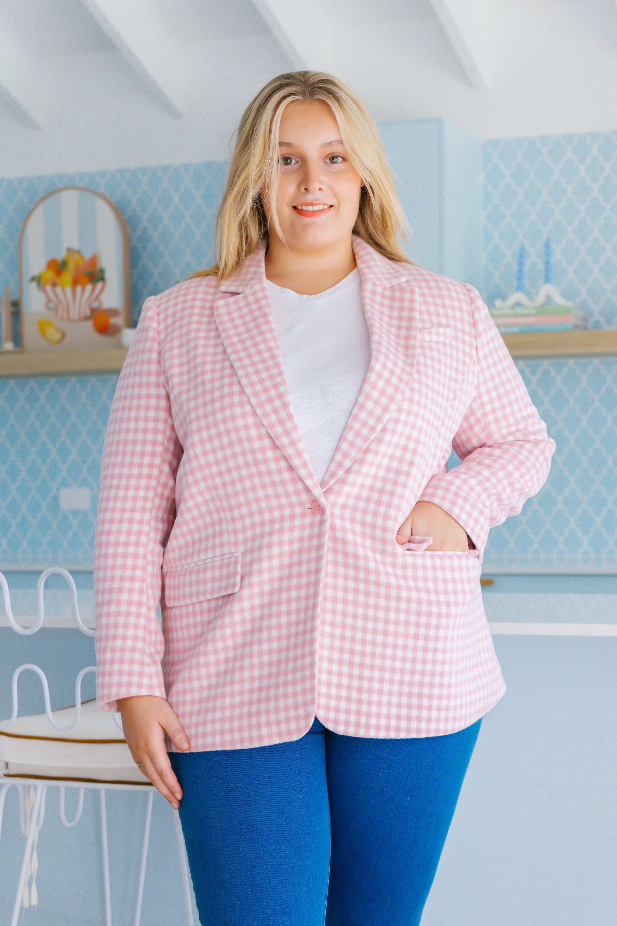Dion Jacket in Pink Check