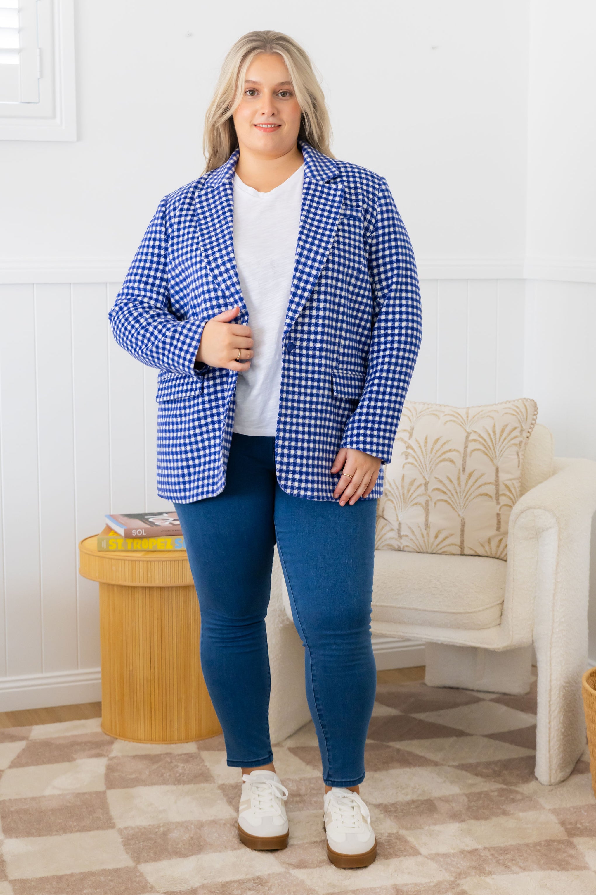 Dion Jacket in Cobalt Check