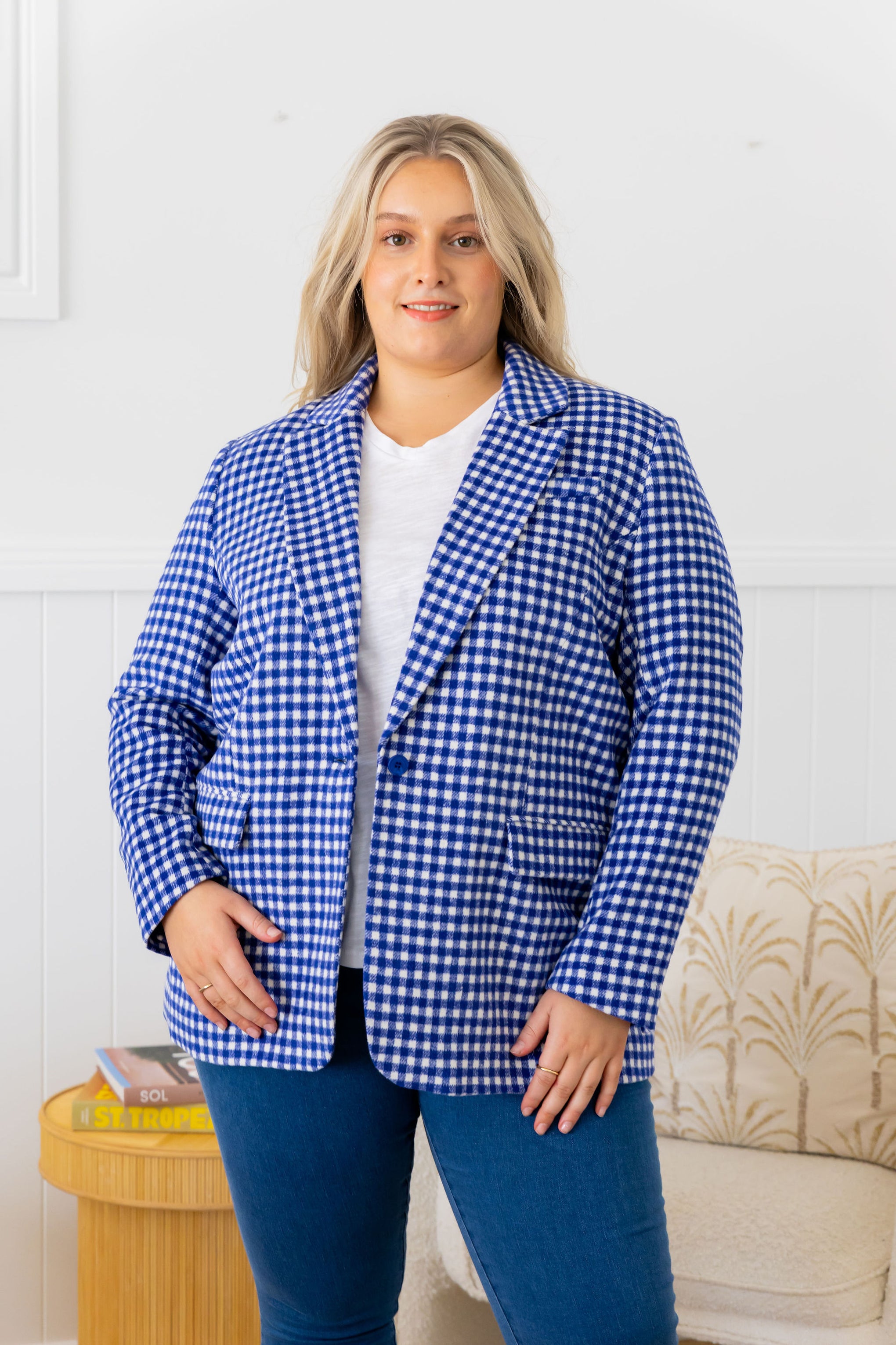 Dion Jacket in Cobalt Check