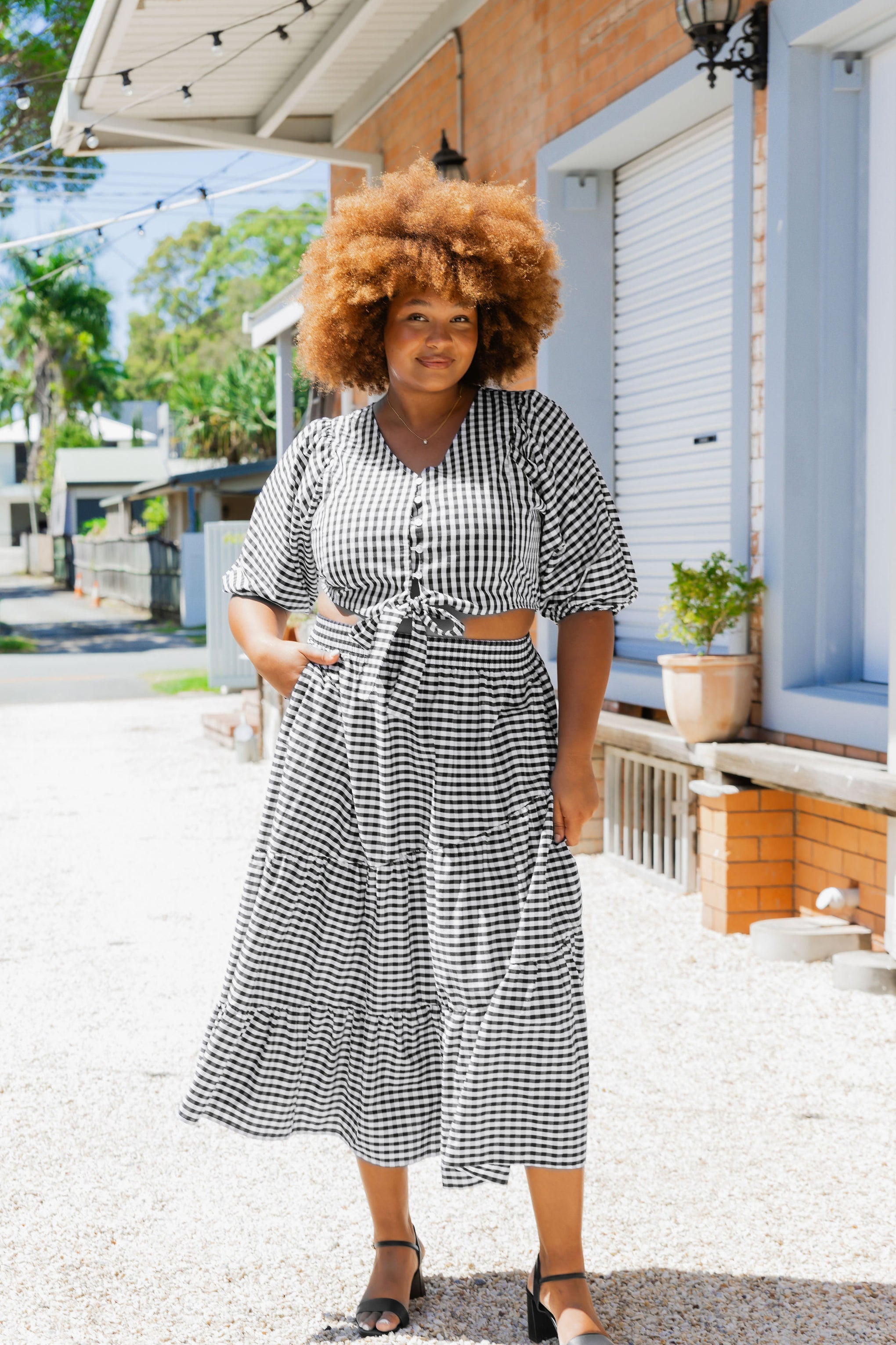 Penelope Top in Black & White Gingham