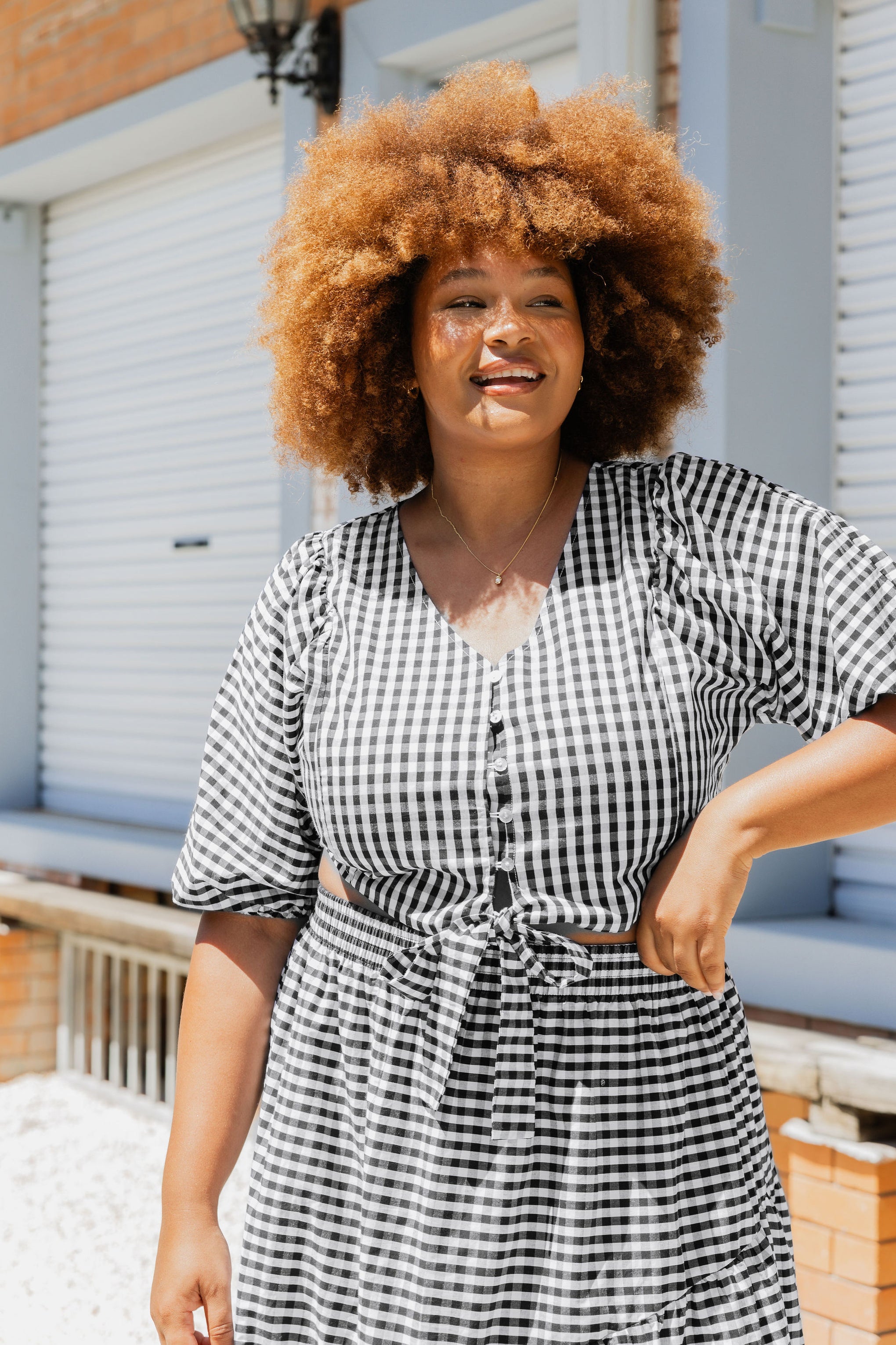 Penelope Top in Black & White Gingham