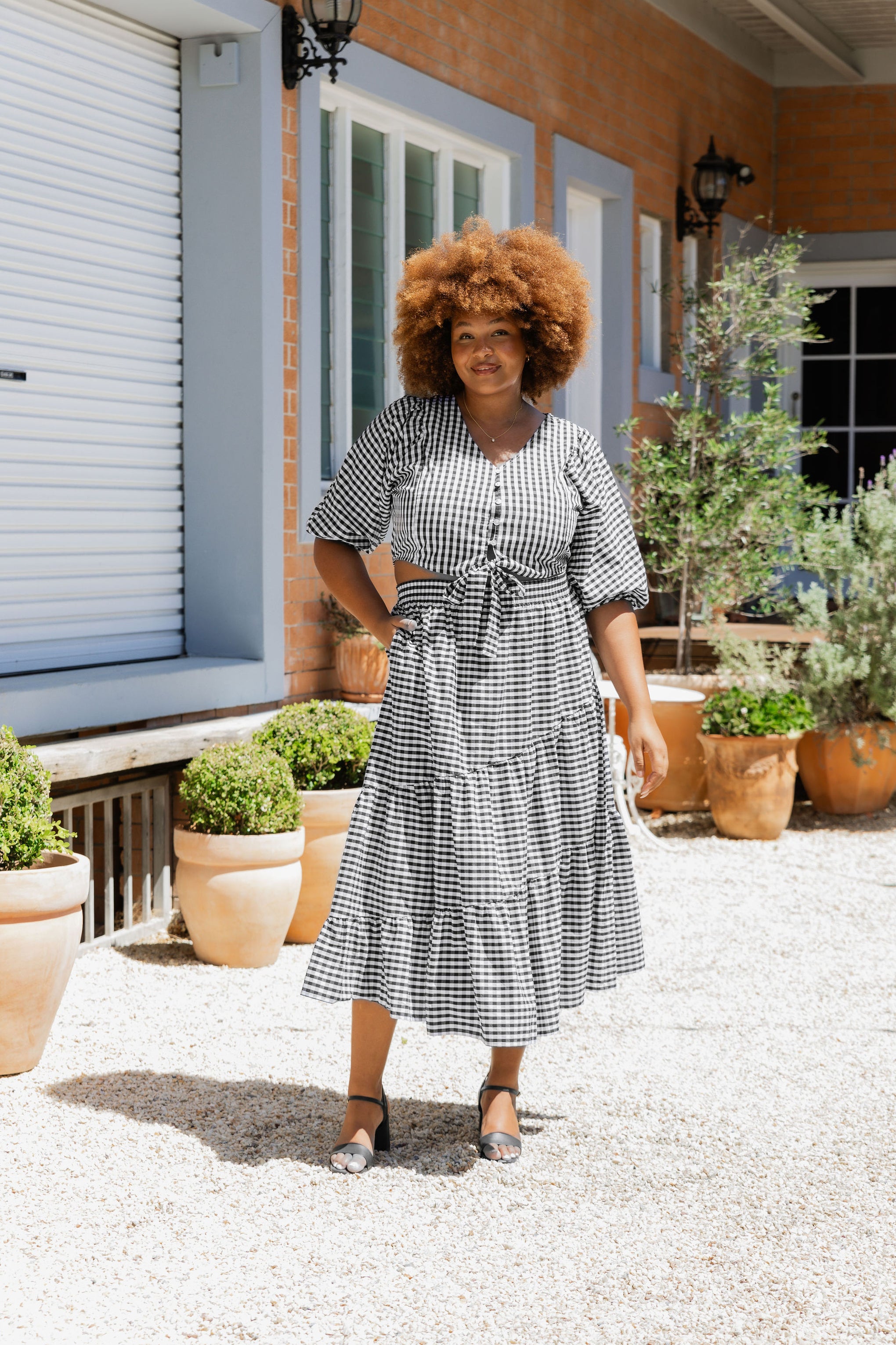 Penelope Top in Black & White Gingham