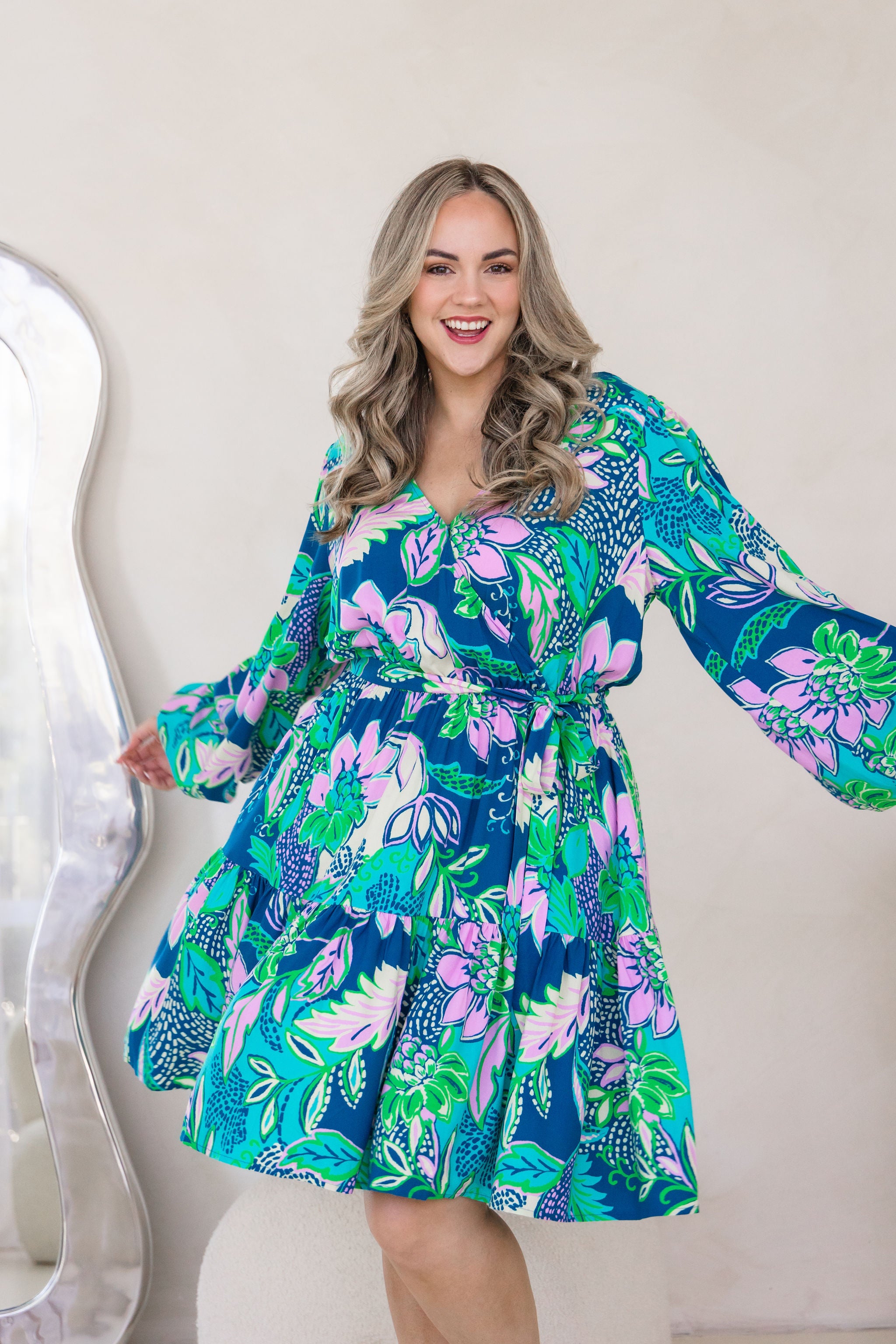 knee length dresses for ladies Kate Long Sleeve Dress Poppy M main image 0