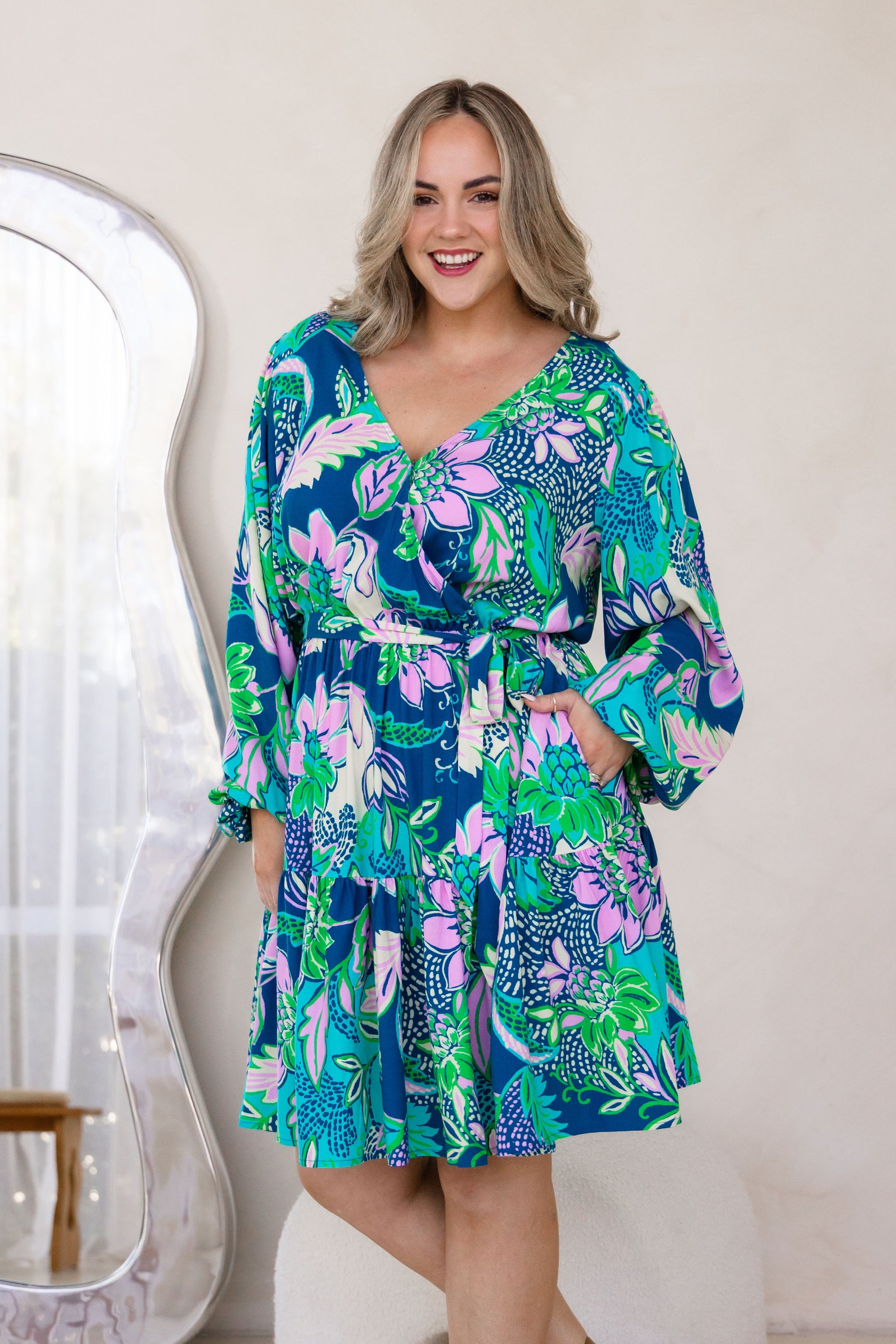 Long Sleeve Deni Dress in Kosum Pink