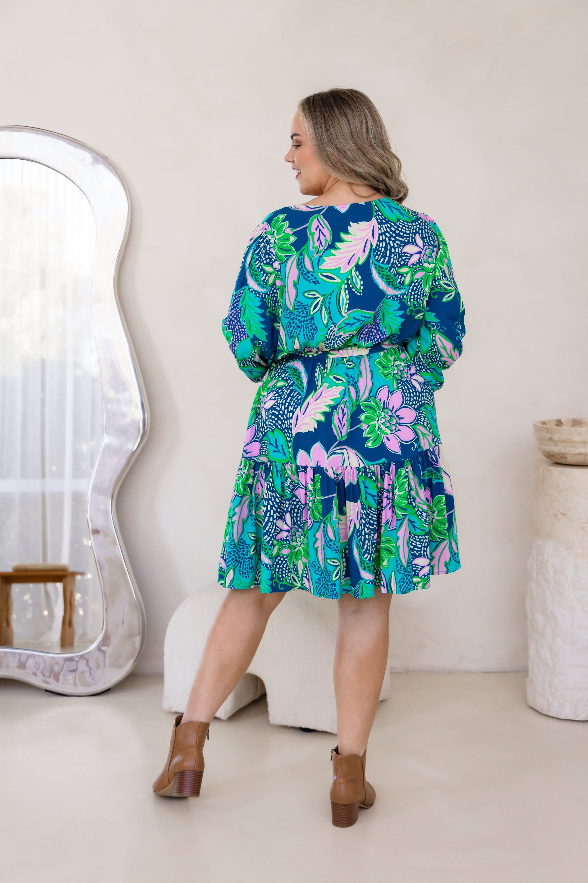 Long Sleeve Deni Dress in Kosum Pink