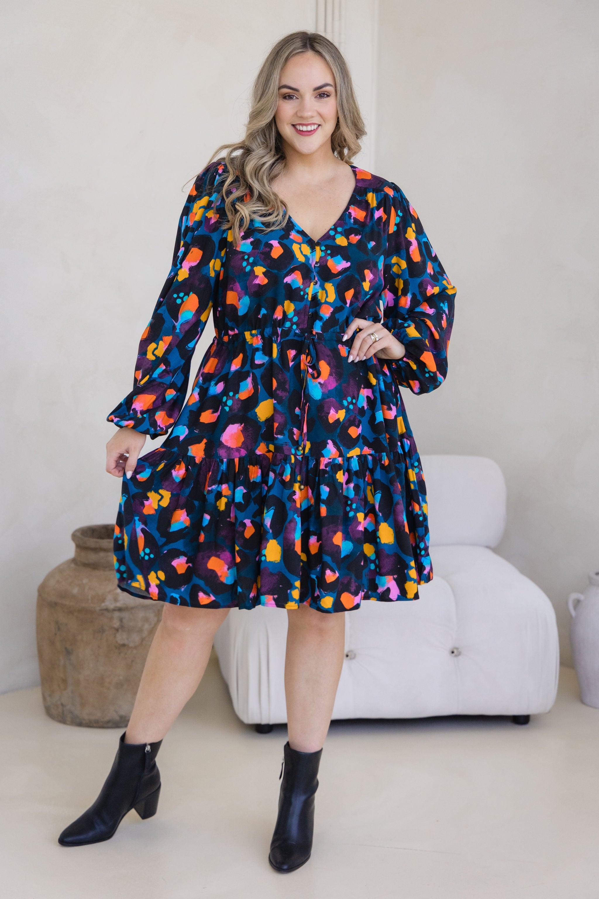 chinese dress ladies Design Autumn Girls Vivid Colorful Pencils And Rainbow Pattern Long Sl –  MyKids-USA®