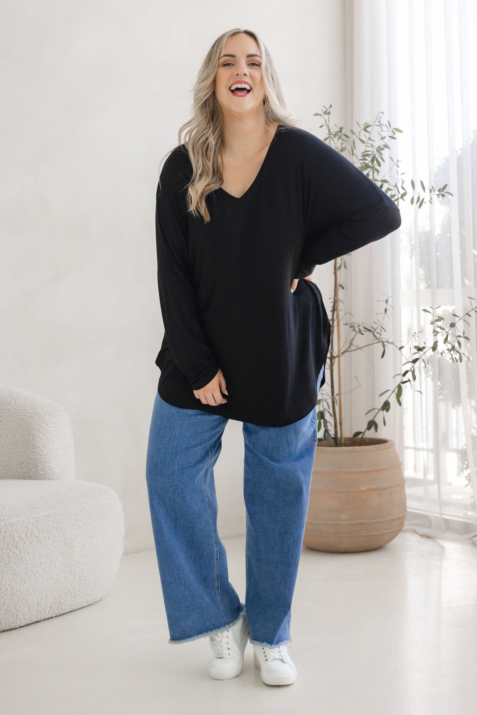 Jasper Jersey Top in Black