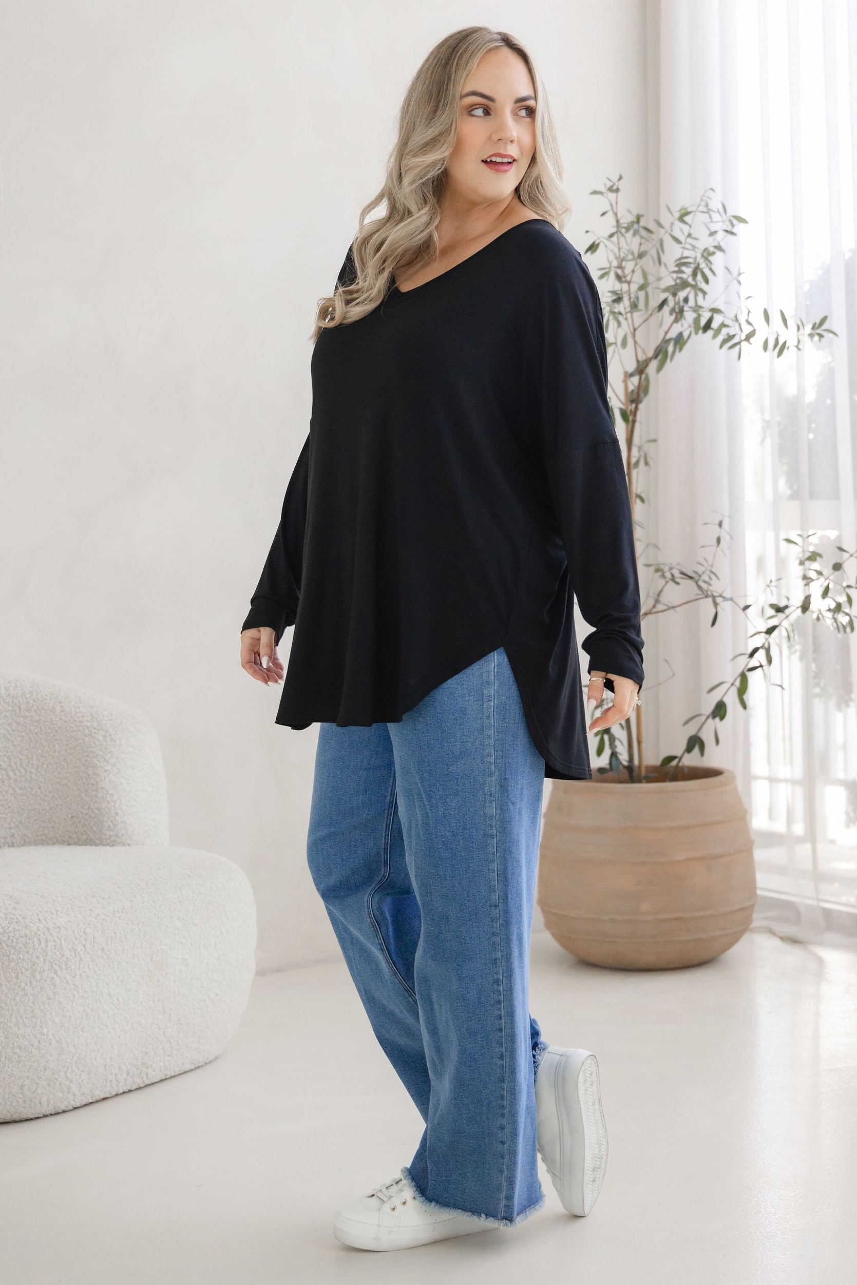 Jasper Jersey Top in Black