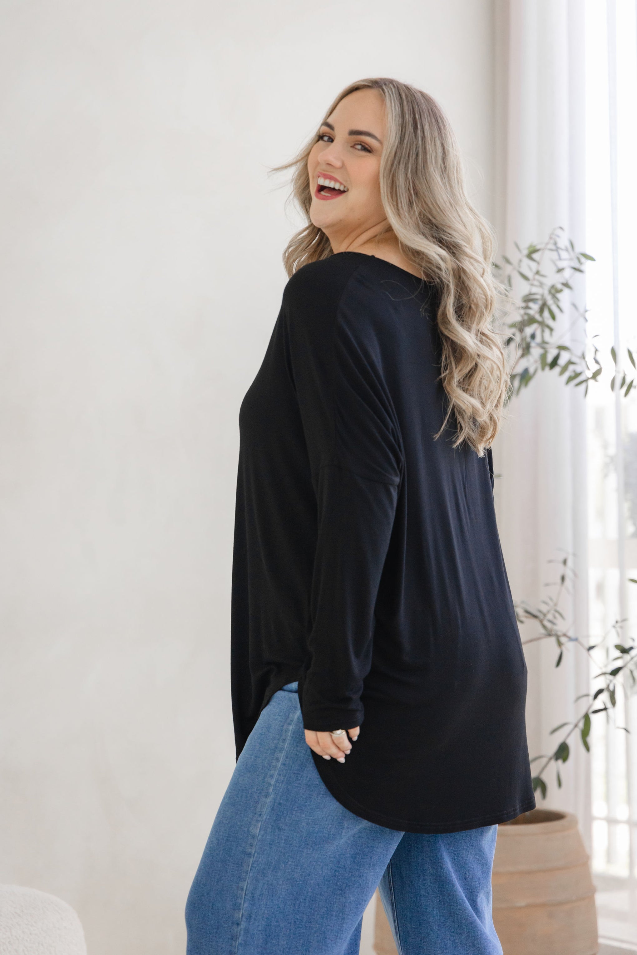 Jasper Jersey Top in Black