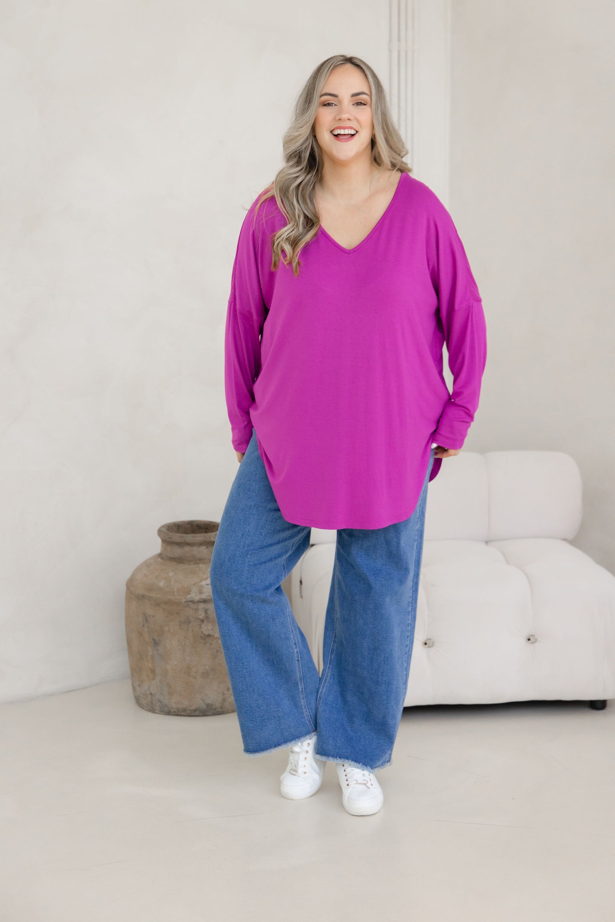 Jasper Jersey Top in Fuchsia